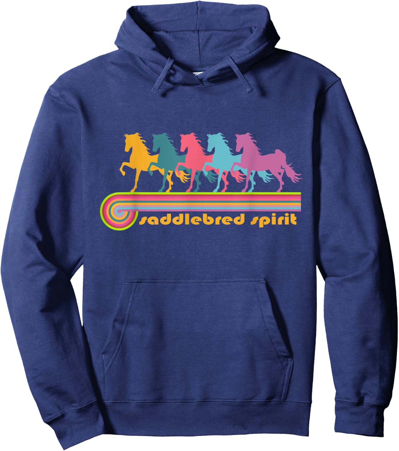 Saddlebred Spirit | NickerStickers Retro Saddlebred Horses Hoodie - Hoodie | Navy