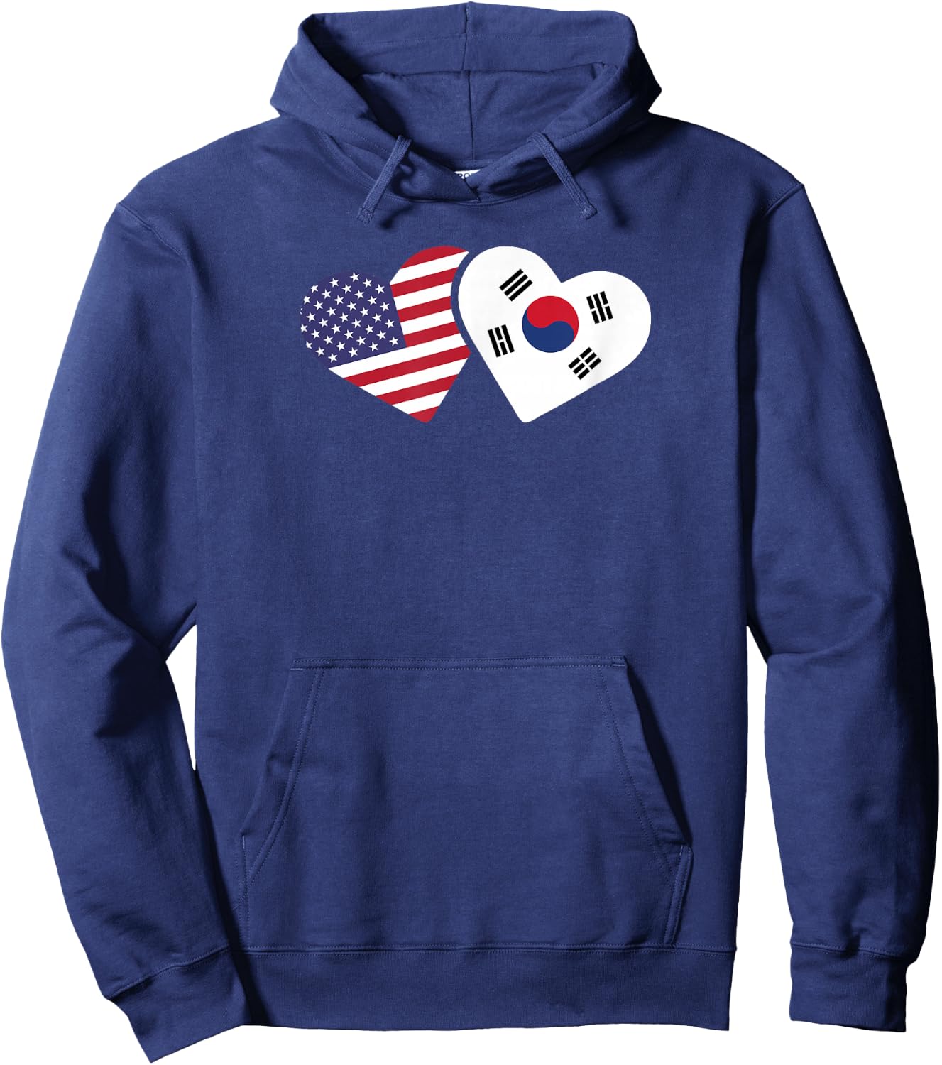 South Korea USA Flag Shirt Heart Korean American Love Gift Hoodie - Hoodie | Navy