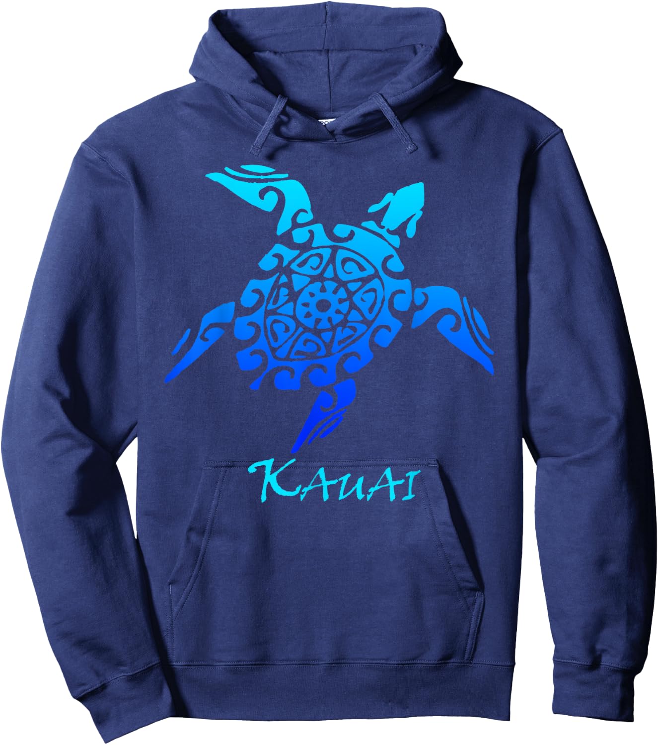 Kauai, Hawaii Vintage Retro Tribal Turtle Vacation Hoodie - Hoodie | Navy