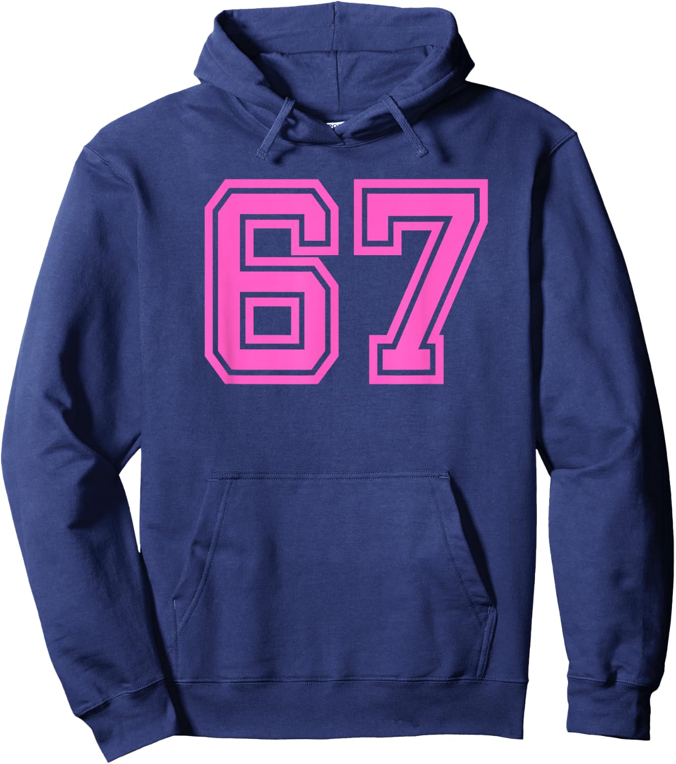 Pink Retro Sports Team Number #67 Hoodie - Hoodie | Navy