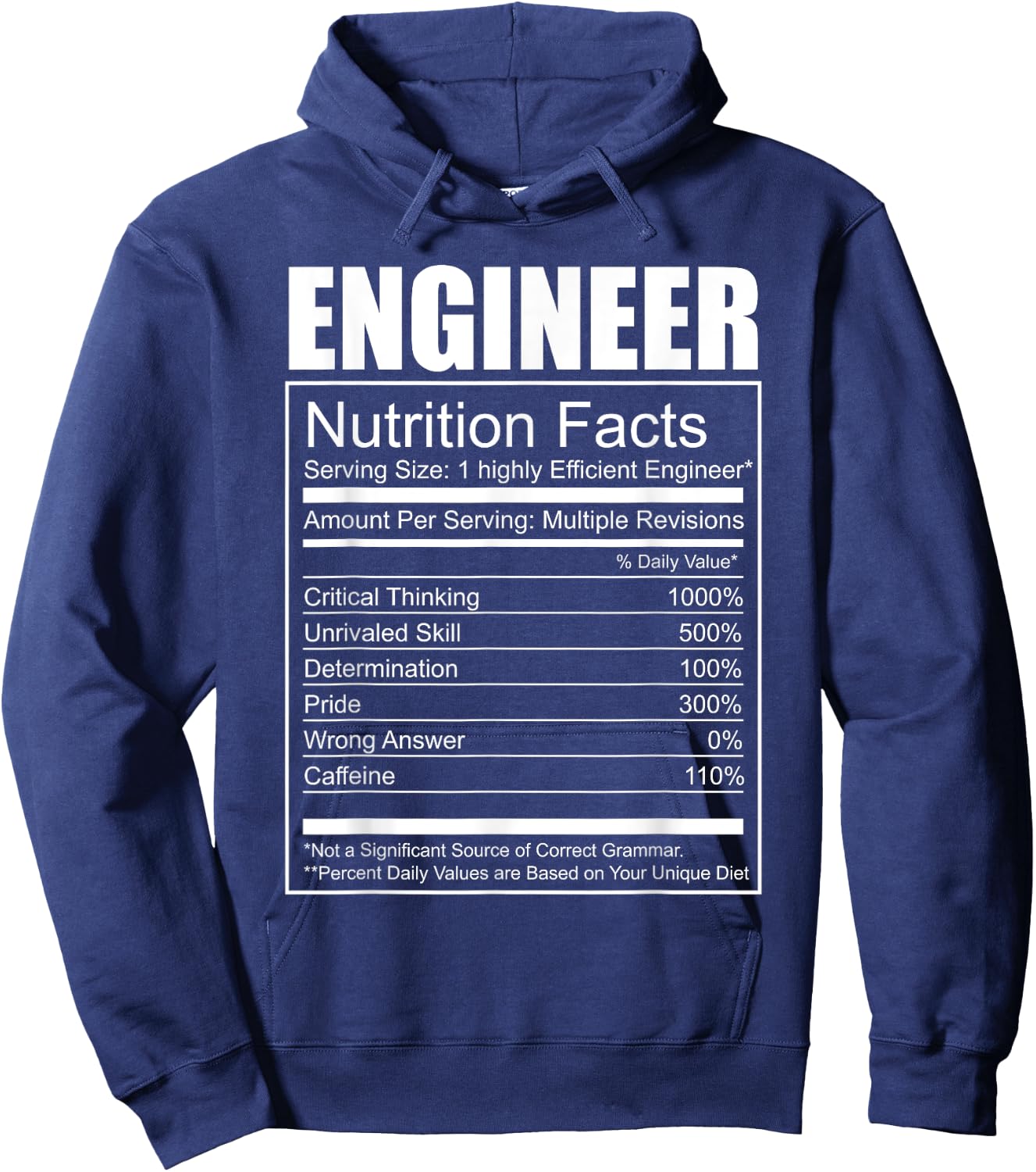 Engineer T Shirt - Funny Engineer Nutrition Facts Geeky Hoodie - Hoodie | Navy