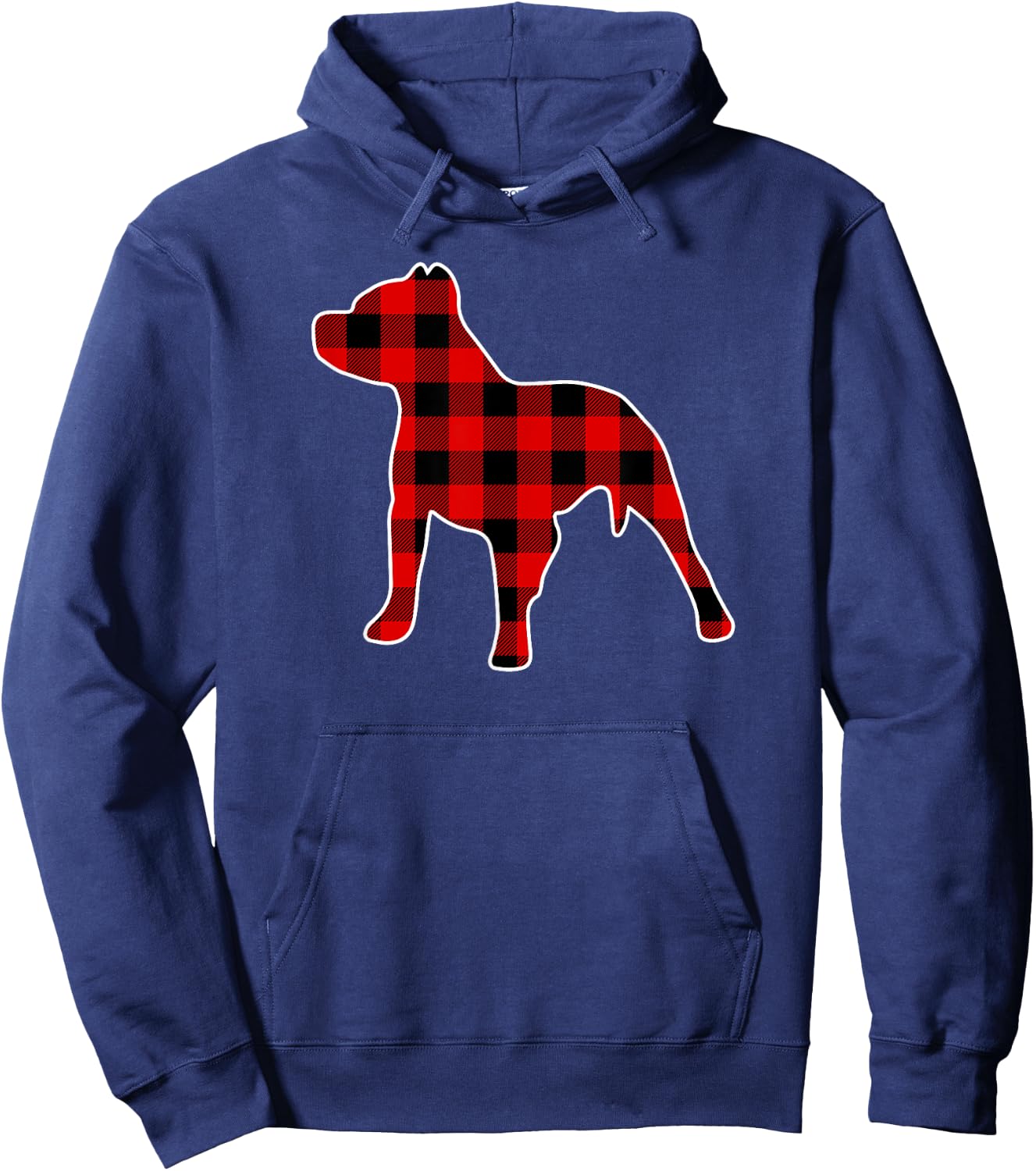 Pitbull Christmas Dog Plaid Lumberjack Pattern Hoodie - Hoodie | Navy