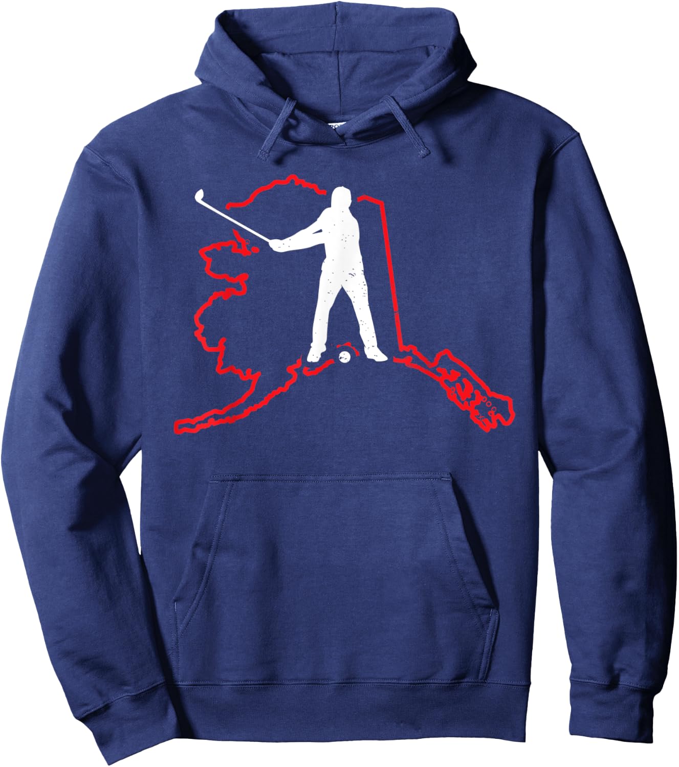 Alaska Golfer Alaska State Map Golf Player Lover Golfing Hoodie - Hoodie | Navy