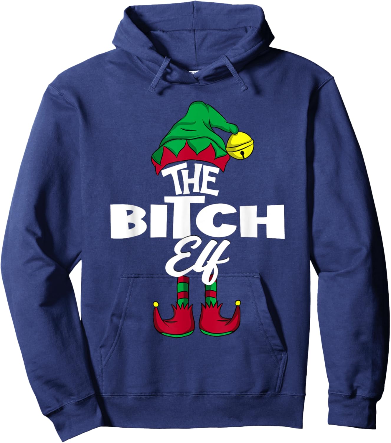 The BITCH Elf Family Group Matching PJ Christmas Gift Hoodie - Hoodie | Navy