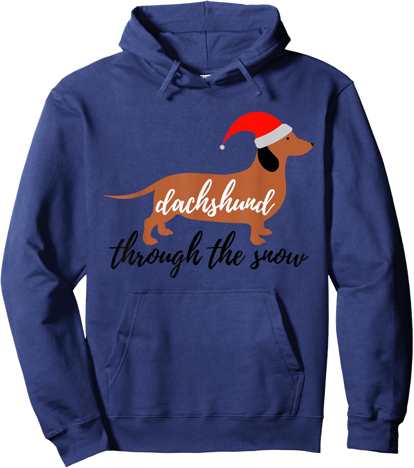 Christmas Xmas Cute Dog Daschund Through The Snow Hoodie - Hoodie | Navy