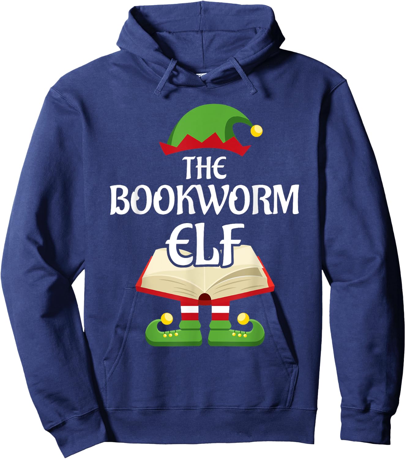 Bookworm Elf Family Matching Group Christmas Reading Hoodie - Hoodie | Navy