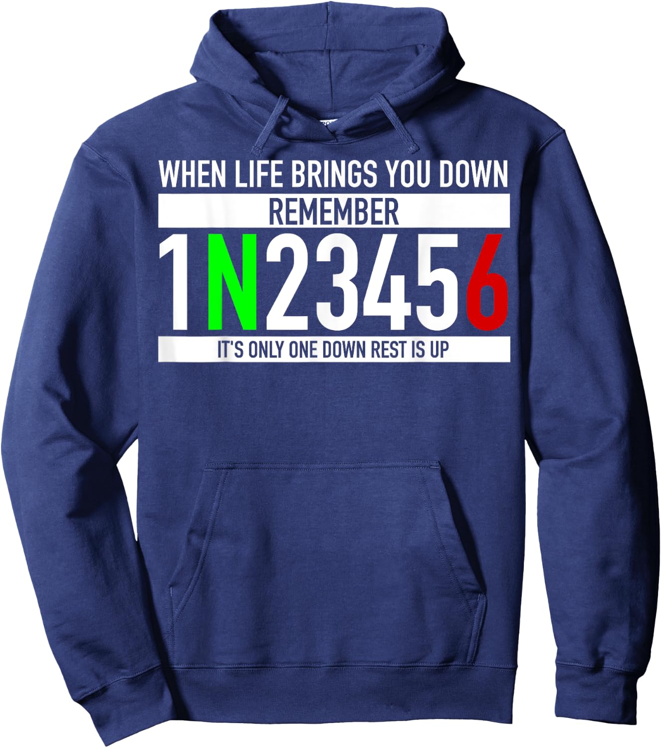 1N23456 Motorcycle Gear Shift Motorcyclist Hoodie - Hoodie | Navy