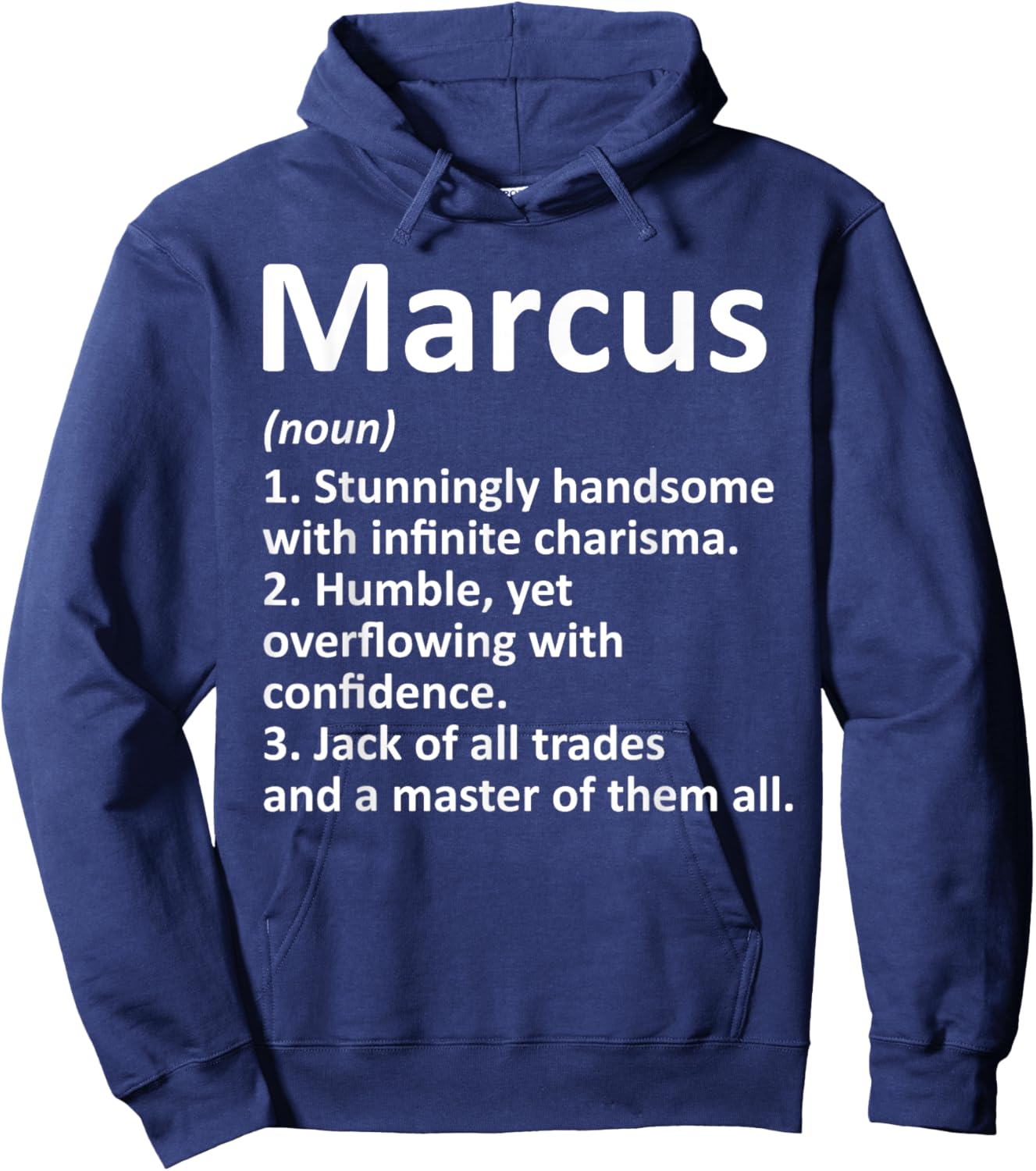Custom Men Name Meaning Boy Christmas Father's Day Marcus Definition Personalized Funny Hoodie - Hoodie | Navy