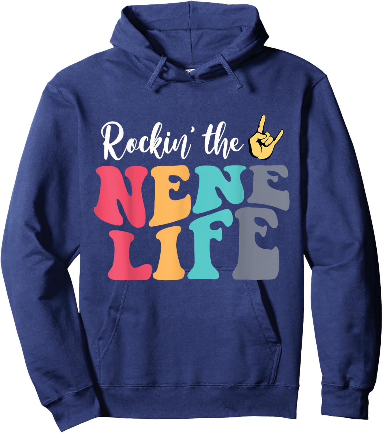 Retro Vintage Rockin' The Nene Life Birthday Mother's Day Hoodie - Hoodie | Navy