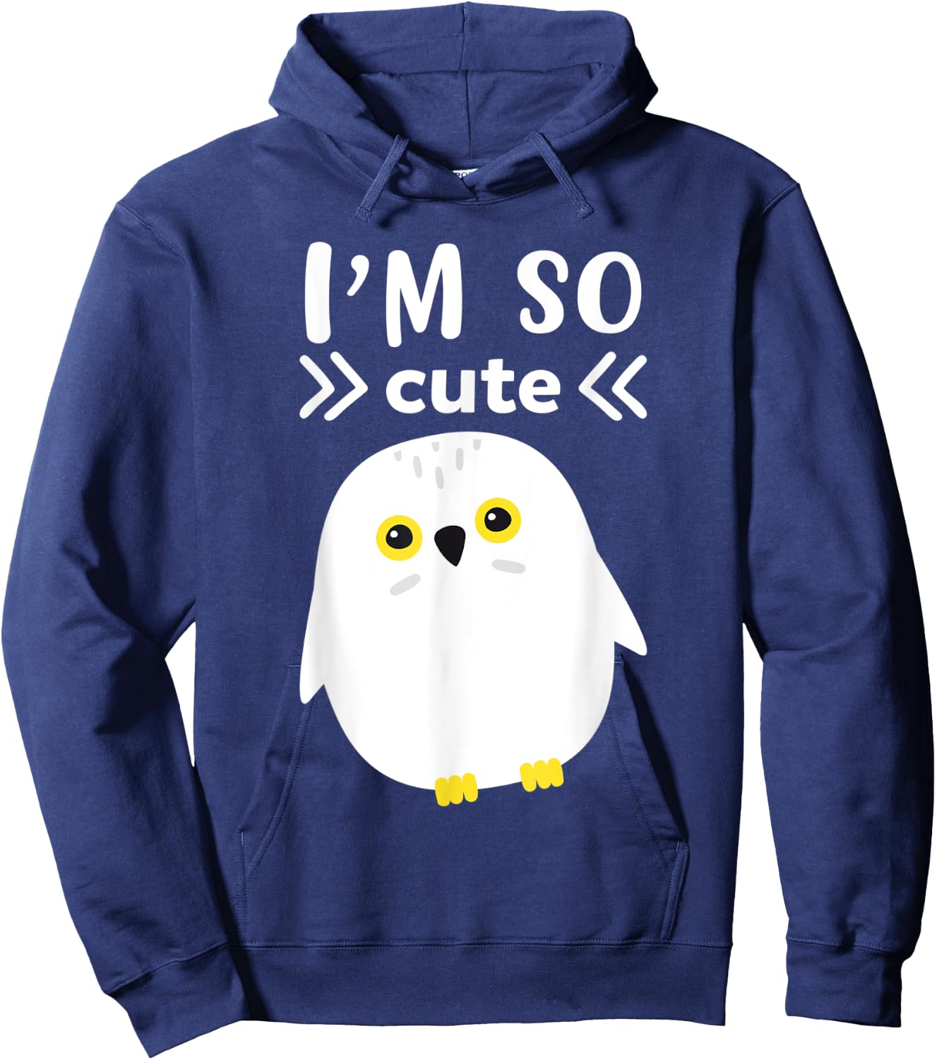 I`m So Cute White Snow Owl I Kingfisher I Kids Snow Owl Hoodie - Hoodie | Navy