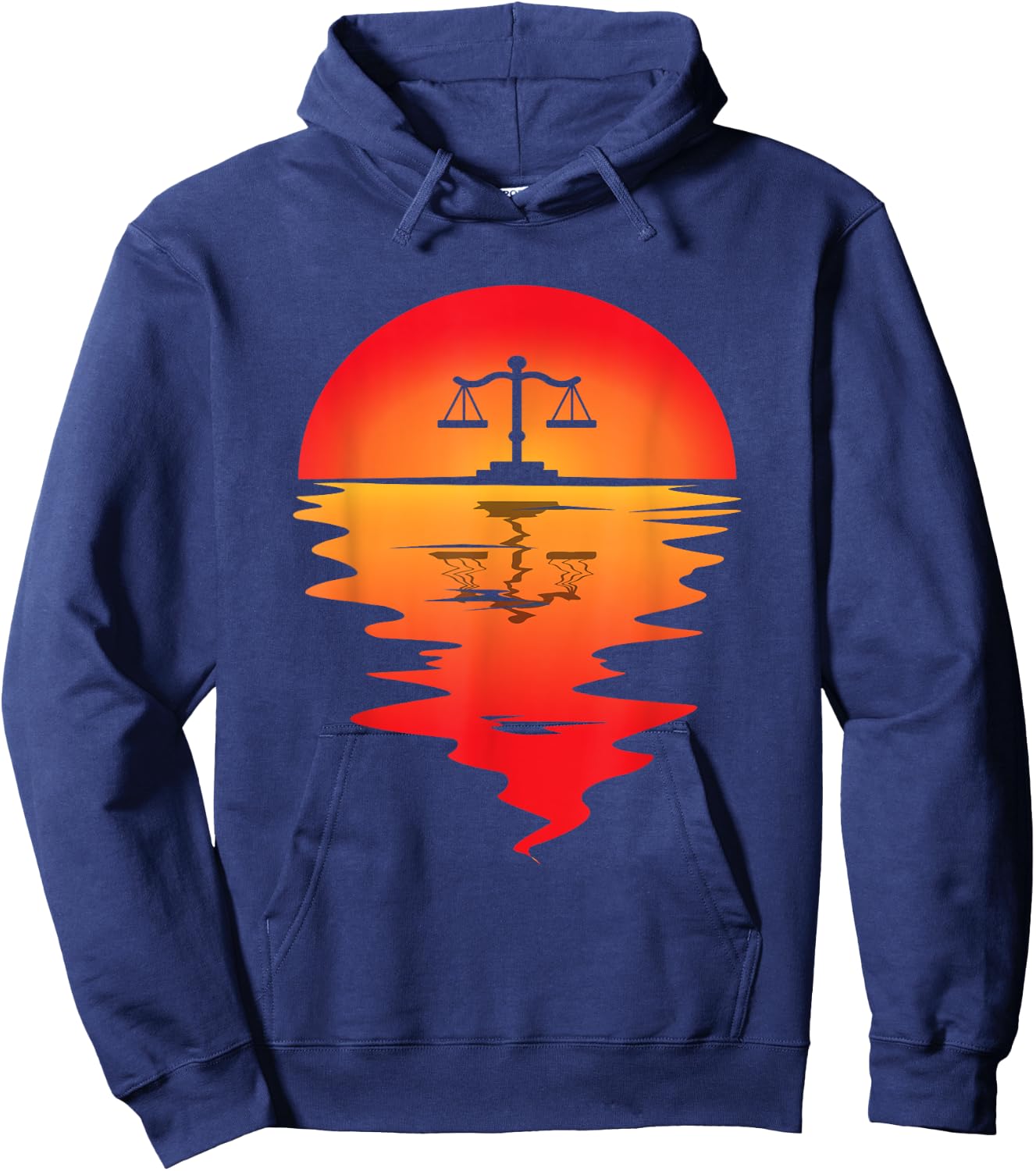 Vintage Sunset Lawyer Scale Justice Attorney Law Student Hoodie - Hoodie | Navy