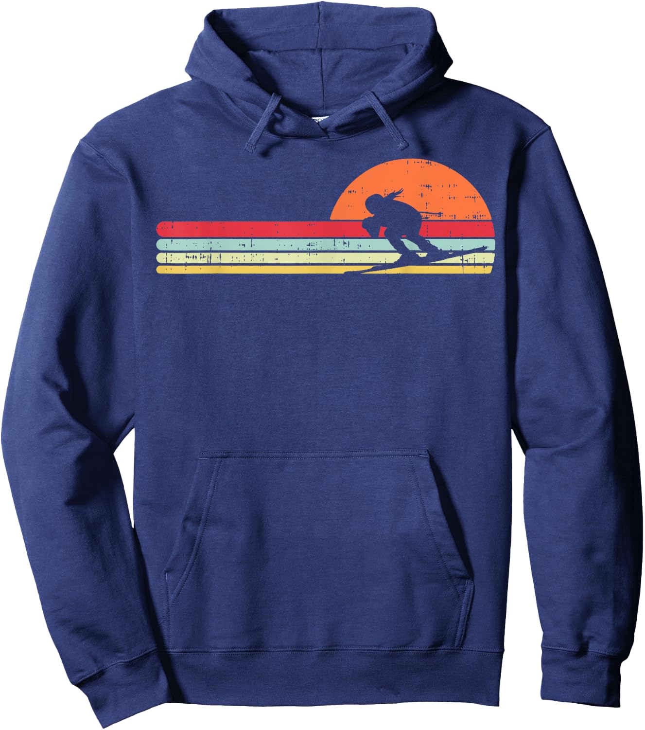 Girl Skiing Retro Snow Winter Sports Ski Lover Women Gift Hoodie - Hoodie | Navy