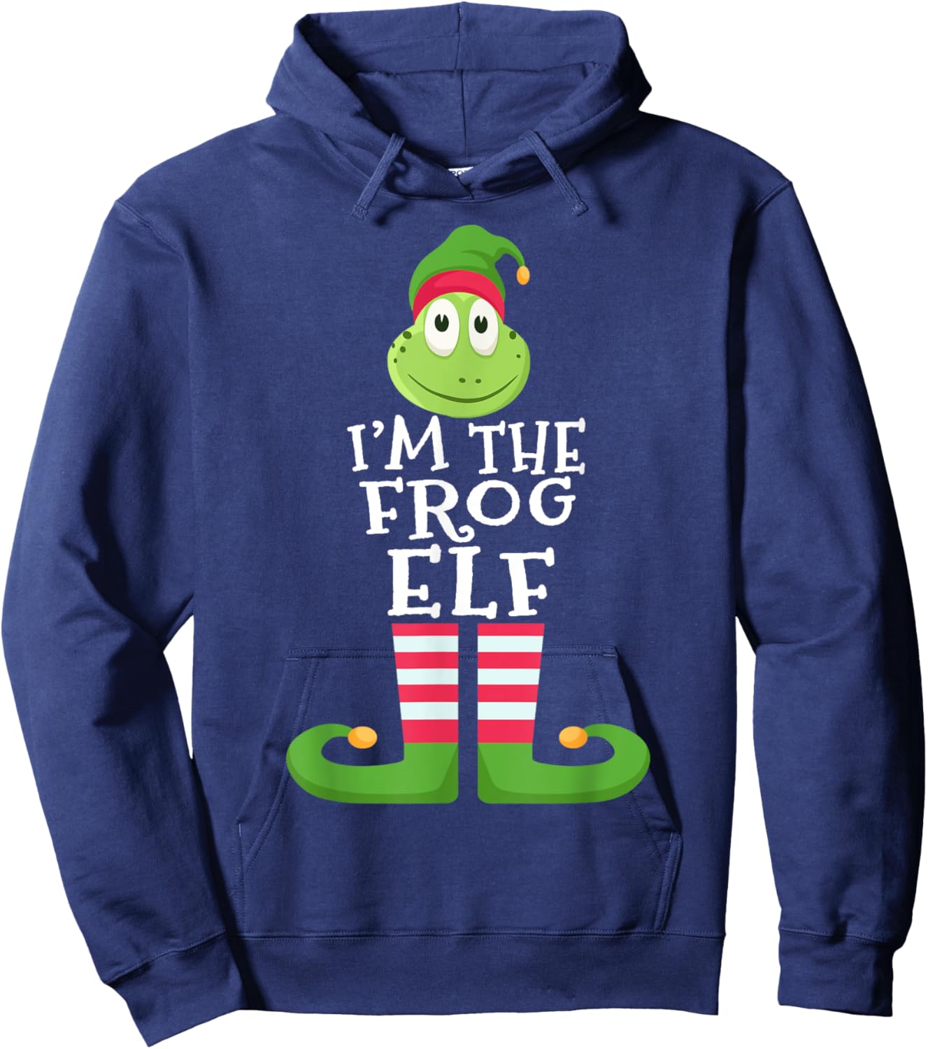 Frog Elf Funny Frog Lover's Family Matching Christmas Pajama Hoodie - Hoodie | Navy