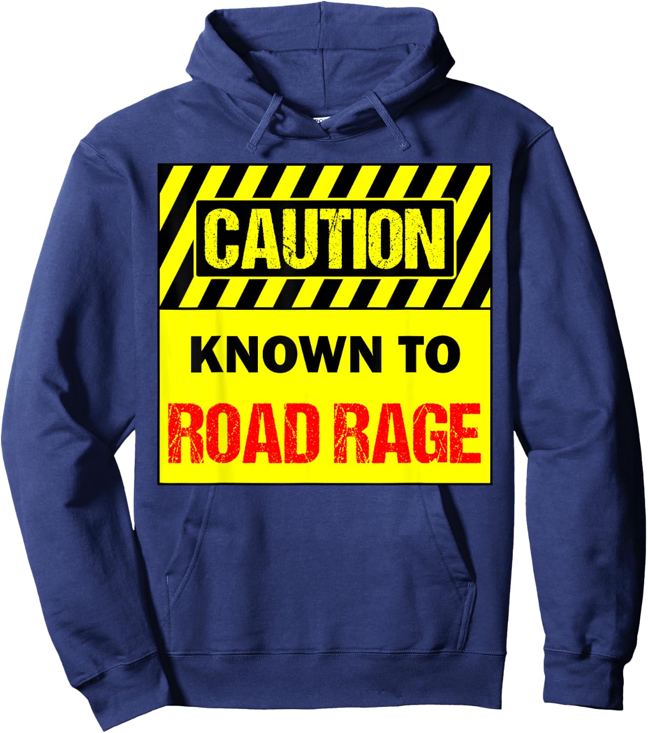 Men's -Adults Black Cotton 60% Polyester 40% Modern Collarless Short Sleeve Known To Road Rage Driver Small Hoodie - Hoodie | Navy