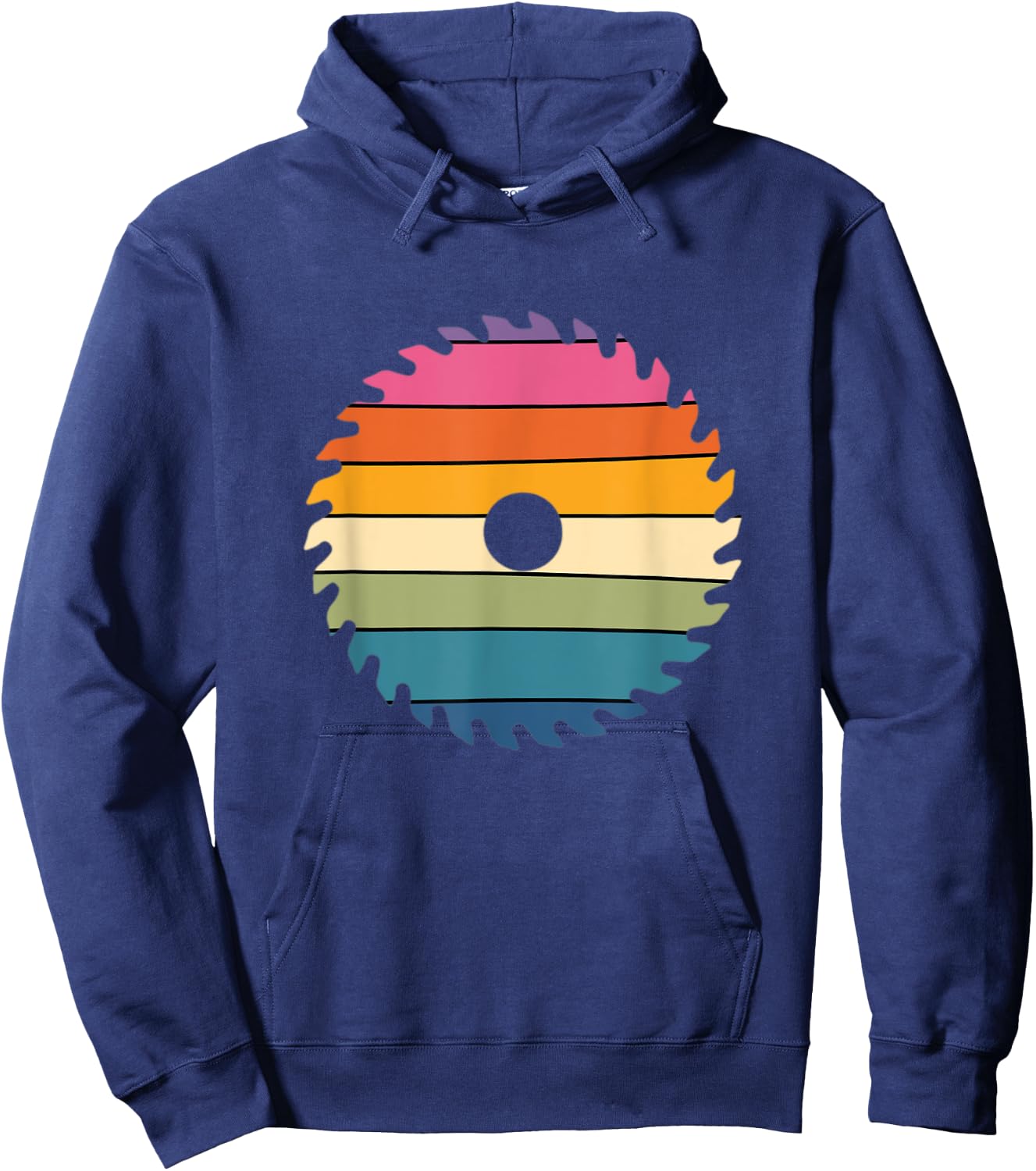 Rainbow Colorful Retro Saw Blade Carpenters Woodworker Pride Hoodie - Hoodie | Navy