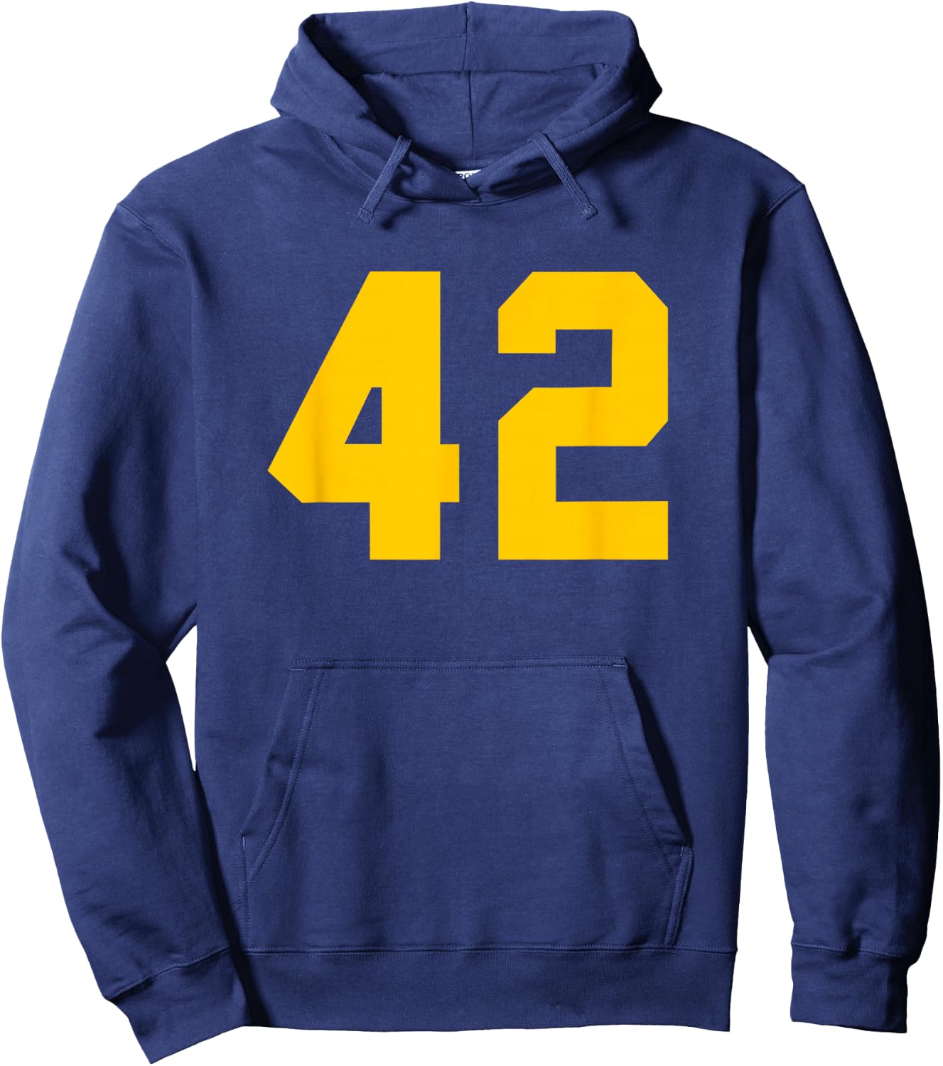 Yellow Sports Team Number #42 Hoodie - Hoodie | Navy
