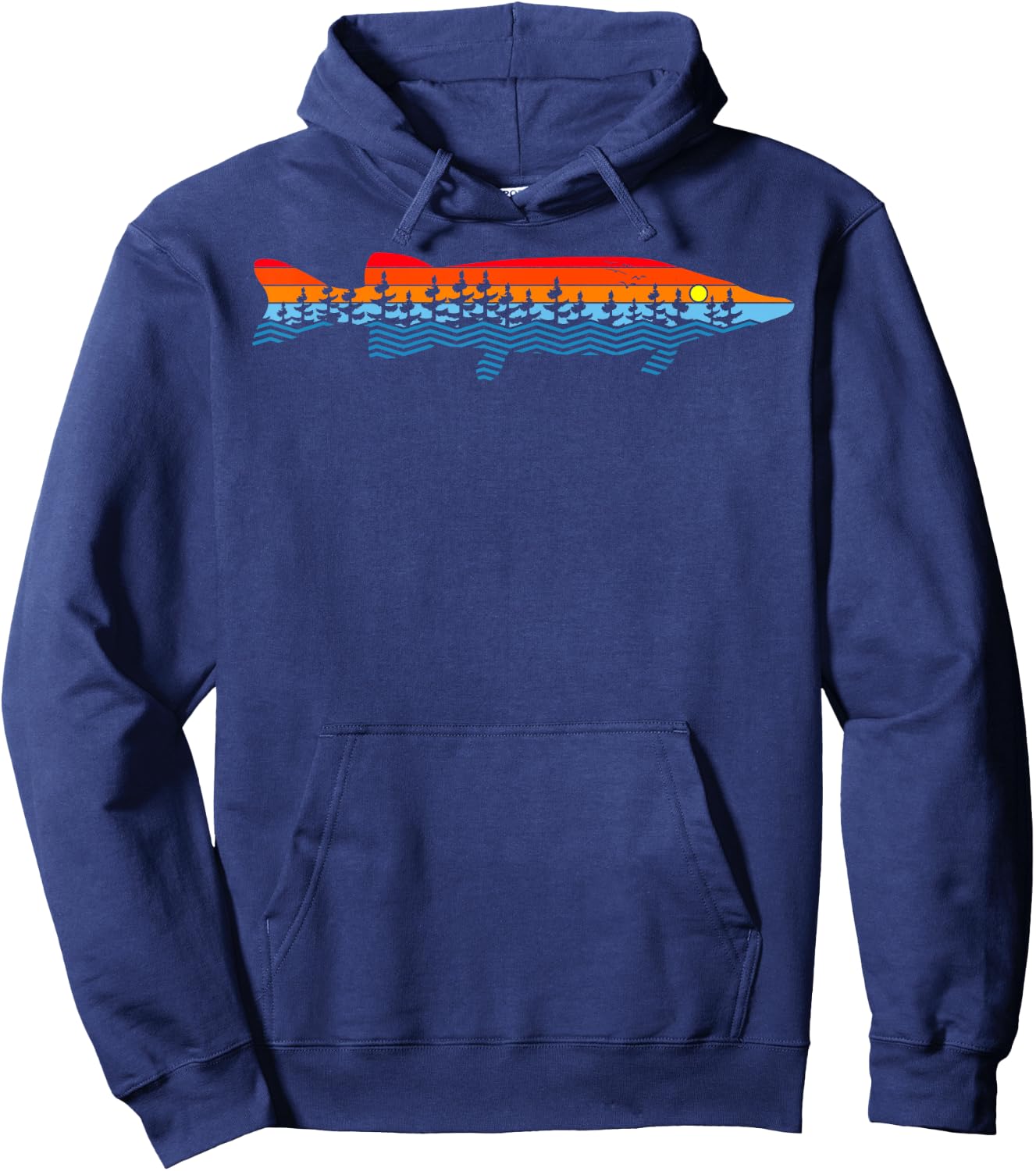 Vintage Nature Outdoor Fishing - Fisher Chain Pickerel Hoodie - Hoodie | Navy