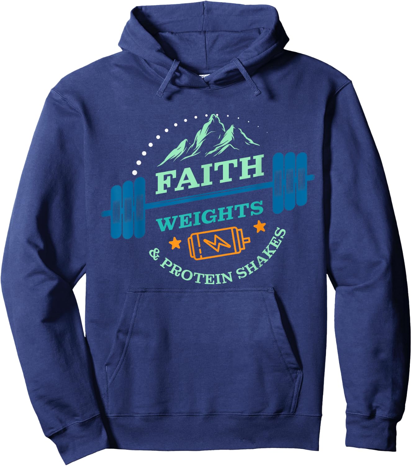 Christian Gym for Faith Weights and Protein Shakes Hoodie - Hoodie | Navy