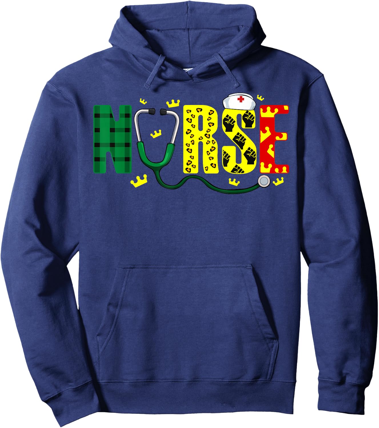 Nurse Stethoscope Juneteenth Melanin Pride African American Hoodie - Hoodie | Navy
