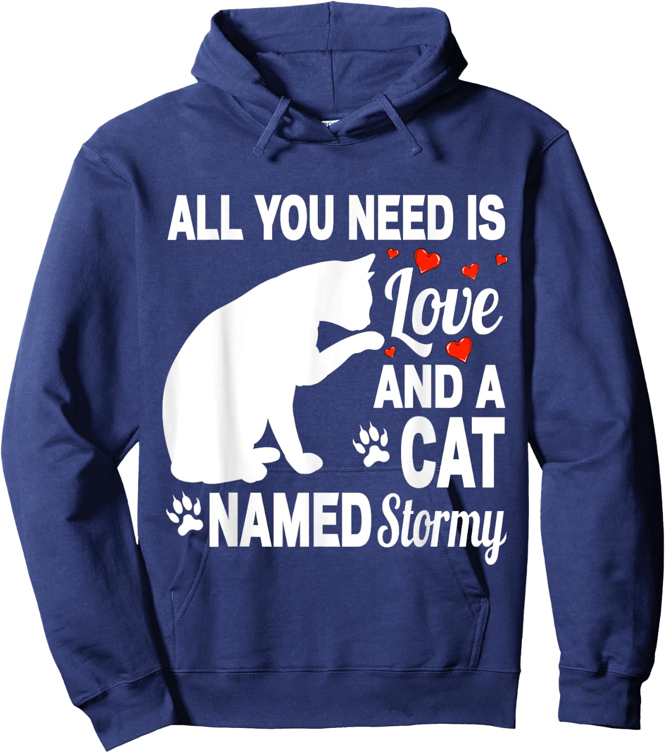 Personalized Cat Name Stormy Cute Kitten Pet Lover Women Kids Hoodie - Hoodie | Navy