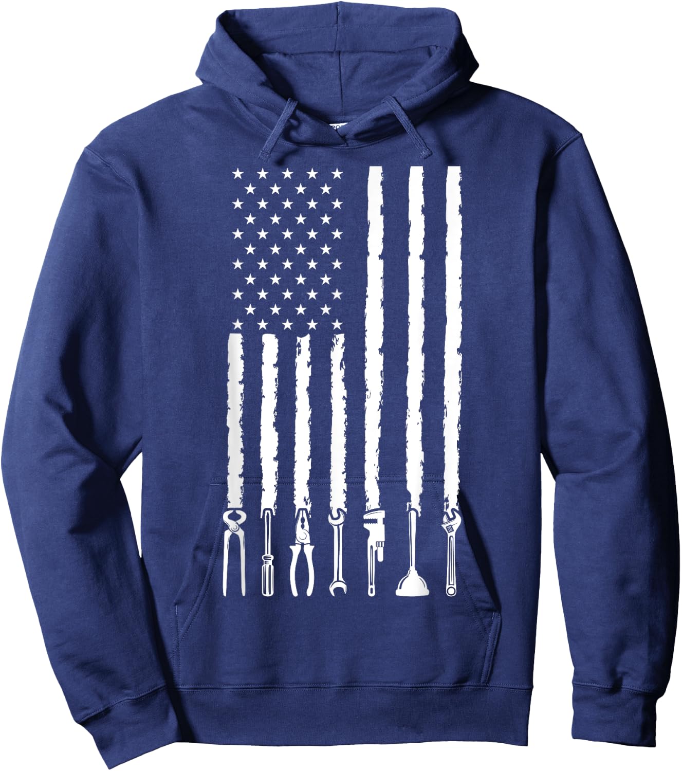 4th of July Patriotic Handyman USA American Flag Plumber Hoodie - Hoodie | Navy