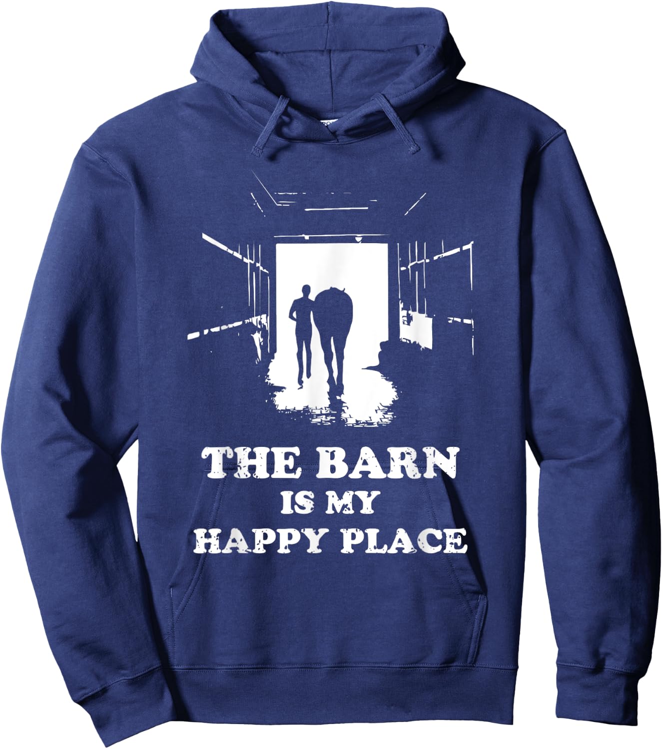 The Barn Is My Happy Place Horse Lover Men Kids Hoodie - Hoodie | Navy
