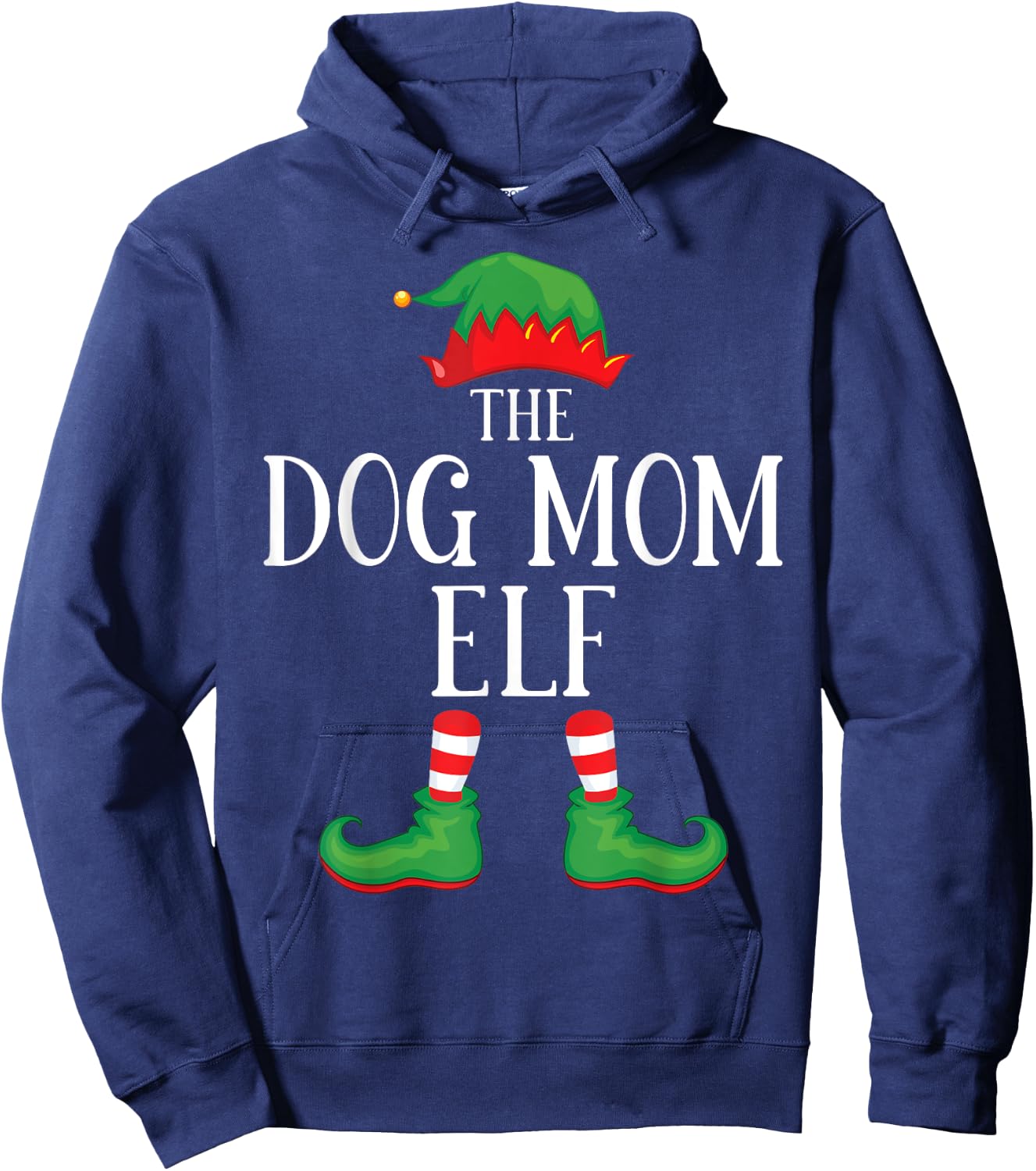 Dog Mom Elf Matching Group Xmas Funny Family Christmas Hoodie - Hoodie | Navy