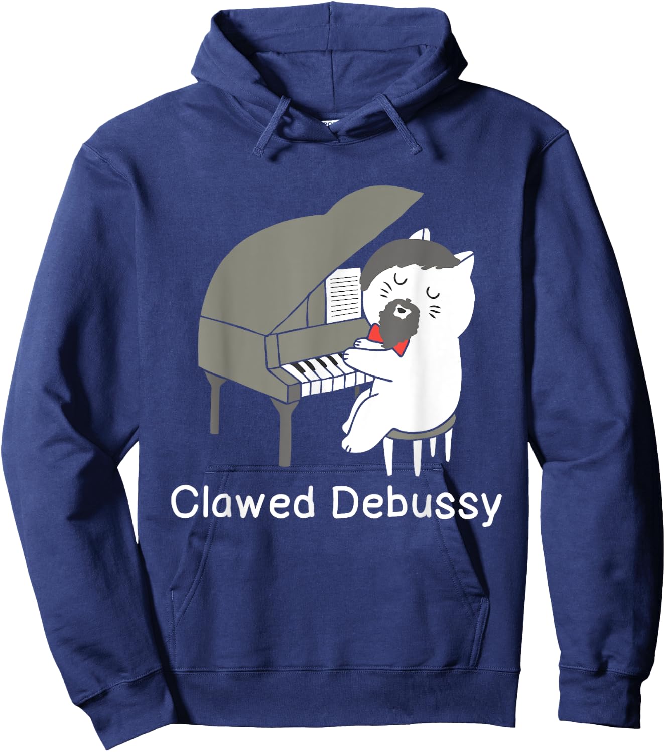 Clawed Debussy Cat Piano - Classical Music Composer Teacher Women Girls Kids Hoodie - Hoodie | Navy