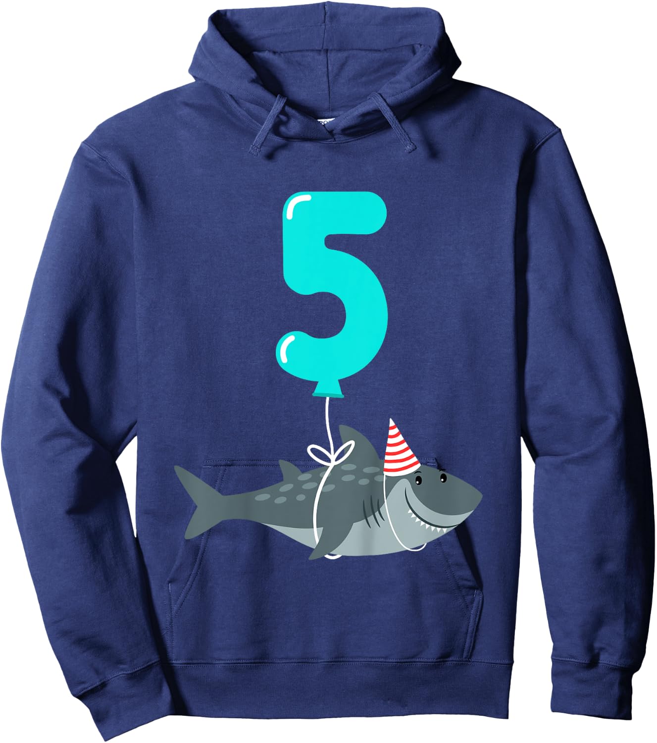 5th Birthday Shark Shirt | Cute 5 Year Old Shark Gift Shirt Hoodie - Hoodie | Navy