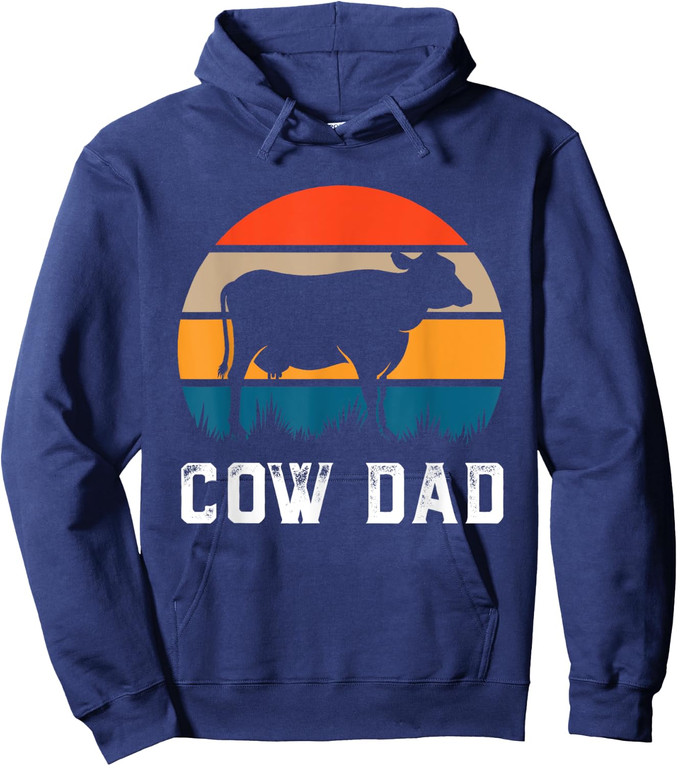 Cow Dad Funny Cattle Gift Dairy Farmer Herdsman Cow Lover Hoodie - Hoodie | Navy