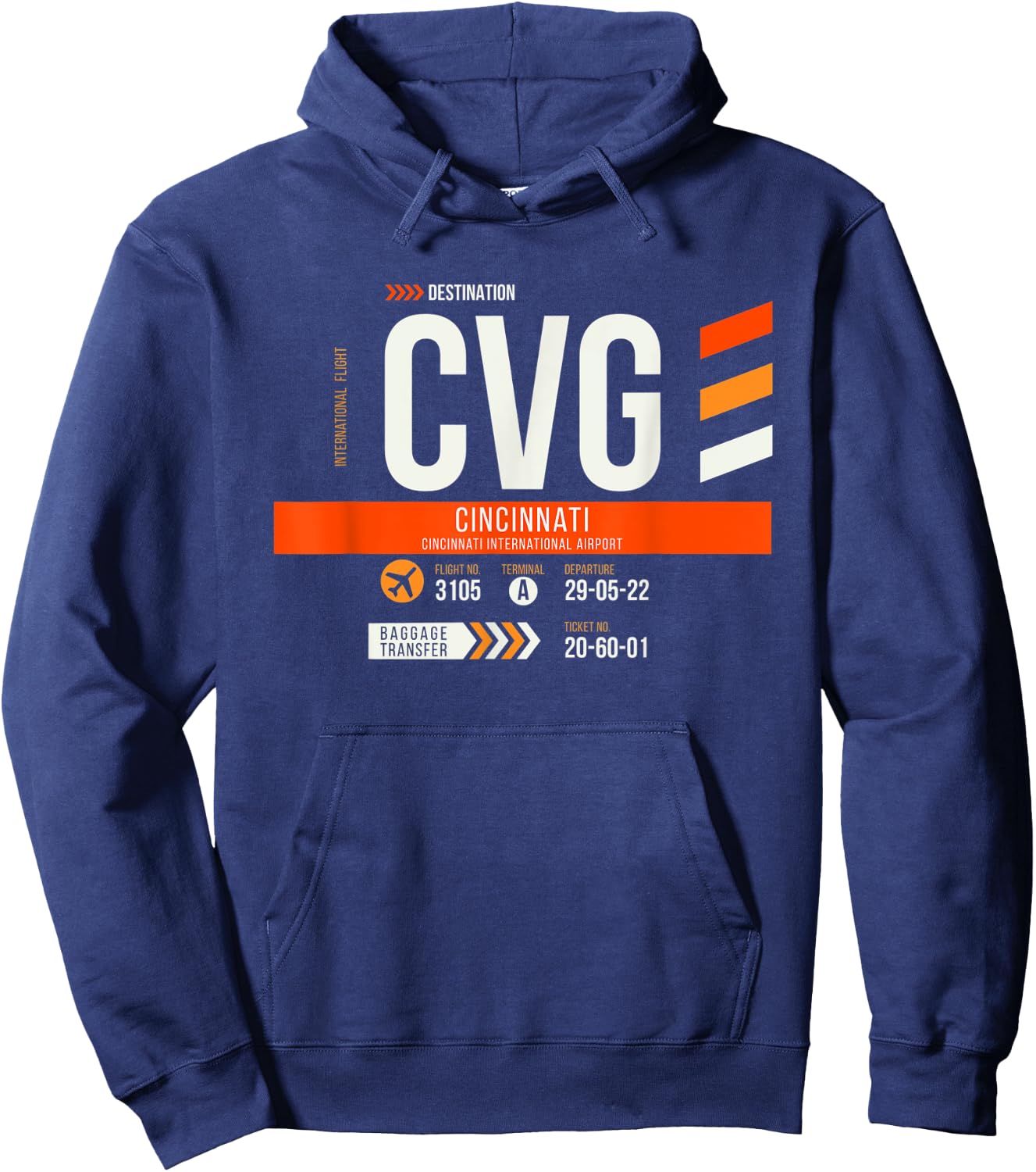 Vintage Cincinnati CVG Airport Code Travel Day Retro Travel Hoodie - Hoodie | Navy