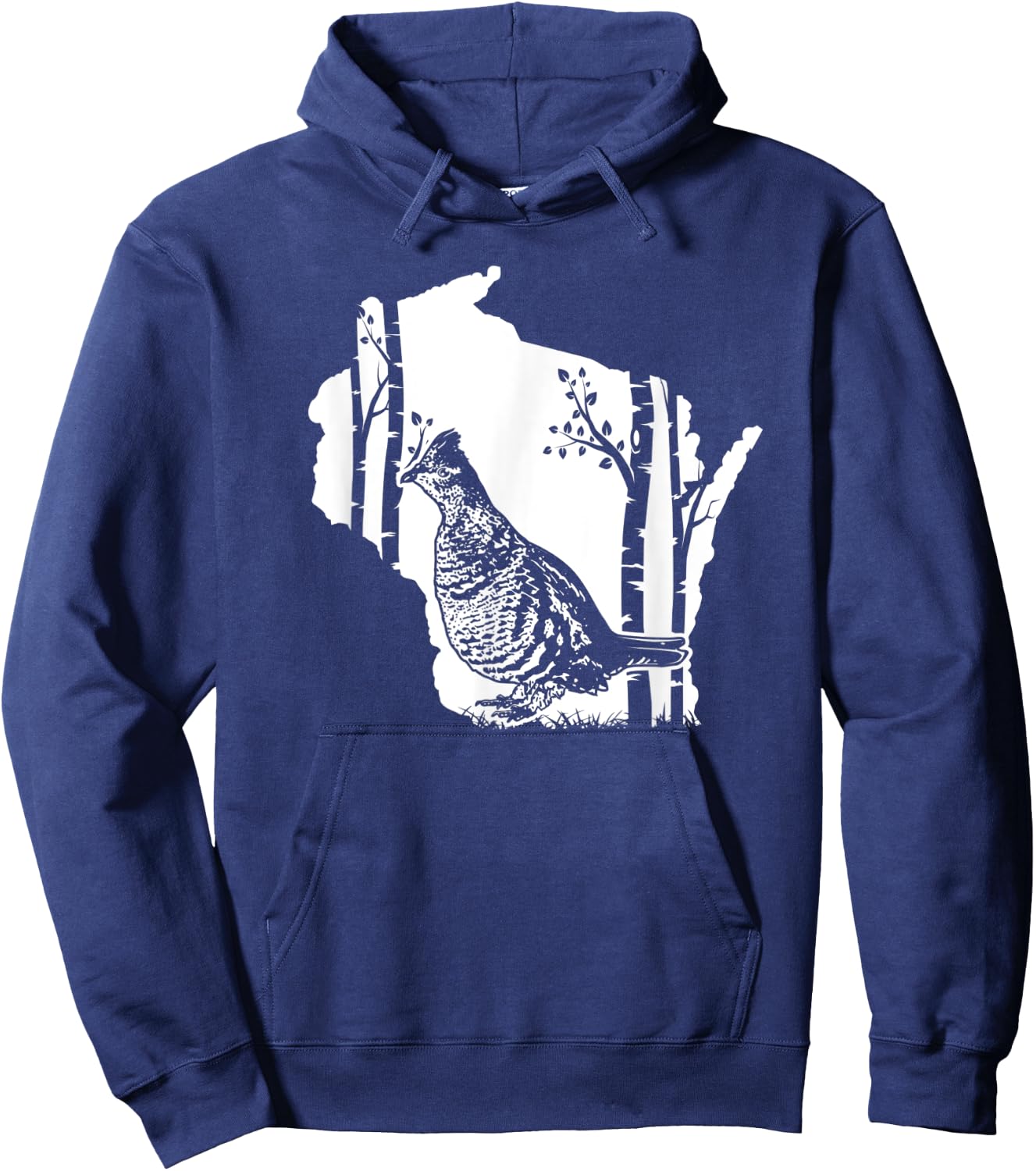 Hunting Partridge Grouse- Wisconsin map Bird Hunter Hoodie - Hoodie | Navy