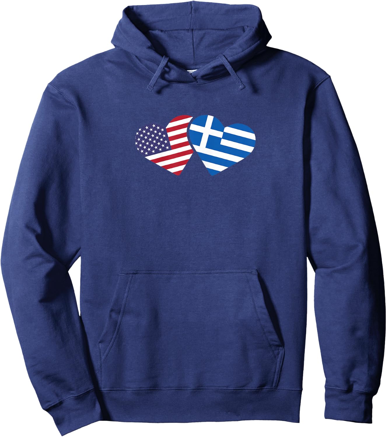 Greece USA Flag T Shirt Heart Greek American Love Hoodie - Hoodie | Navy