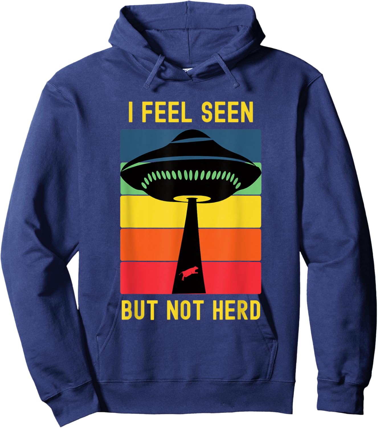 Funny Alien Abduction UFO Extraterrestrial Cow Introvert Hoodie - Hoodie | Navy
