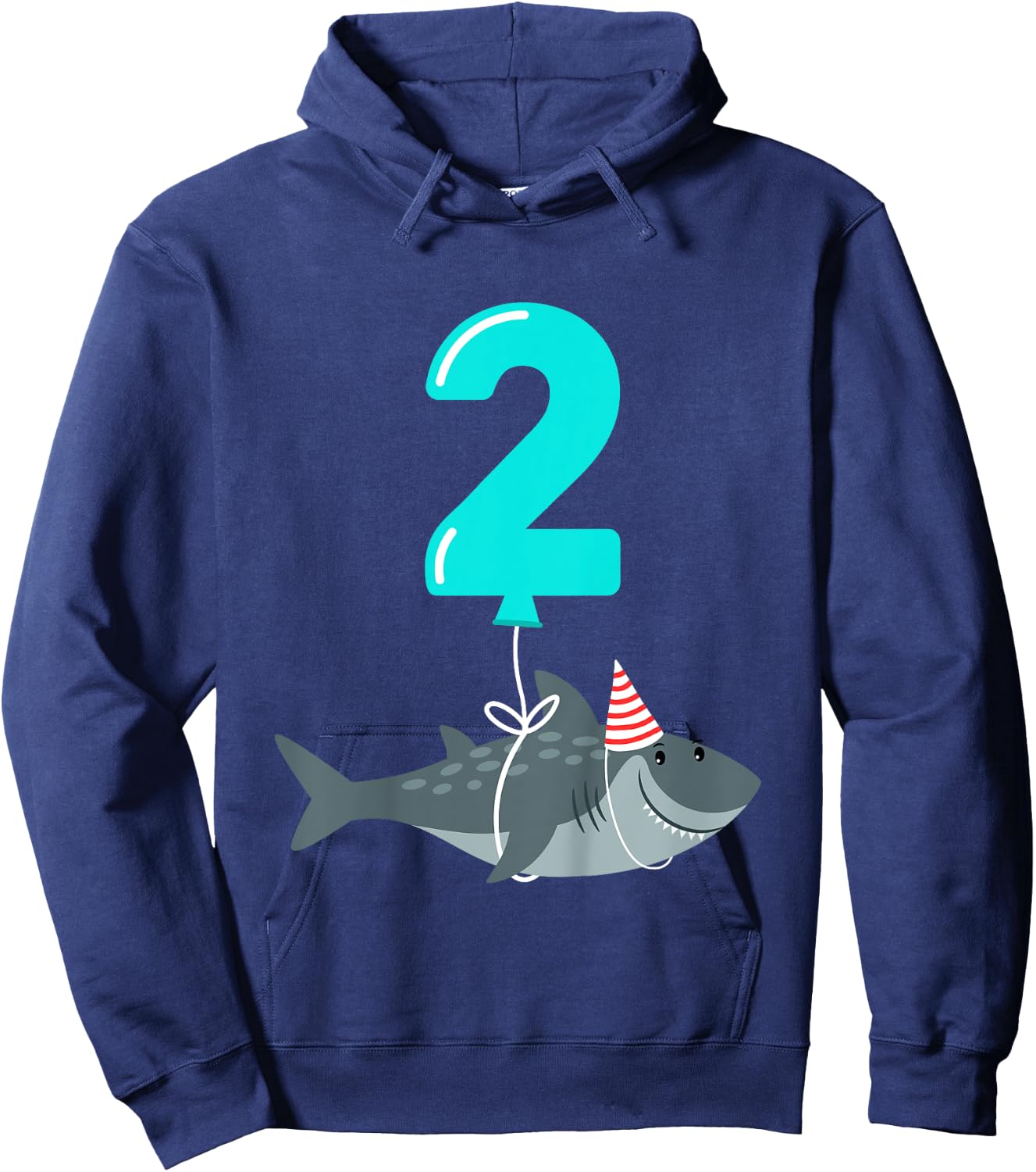 Kids 2nd Birthday Shark Shirt | Cute 2 Year Old Shark Gift Shirt Hoodie - Hoodie | Navy