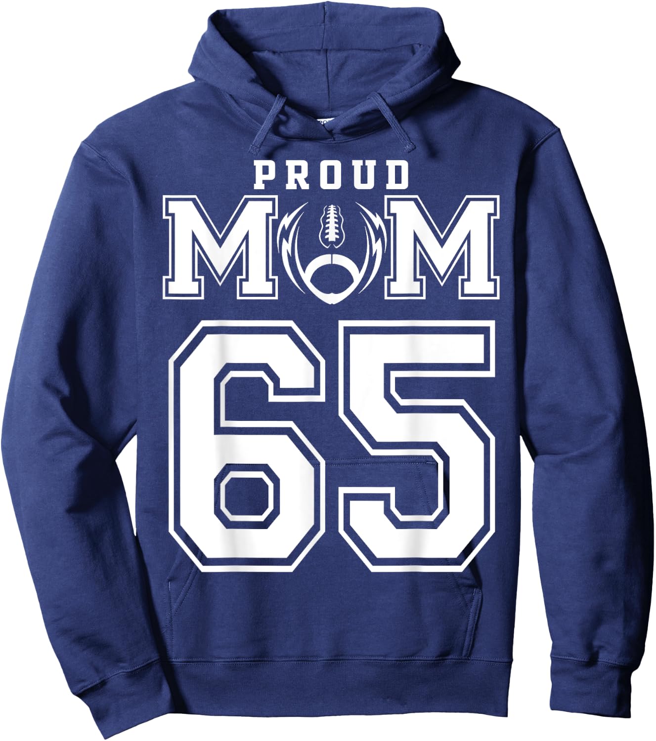Custom Proud Football Mom Number 65 Personalized Hoodie - Hoodie | Navy