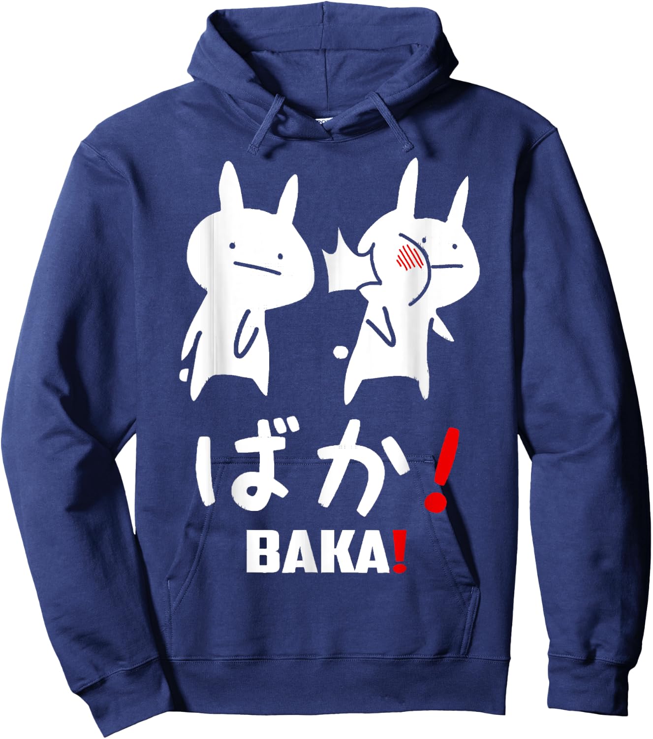 Baka Shirt Cute Anime Japanese Word Rabbit Slap Japanese Hoodie - Hoodie | Navy