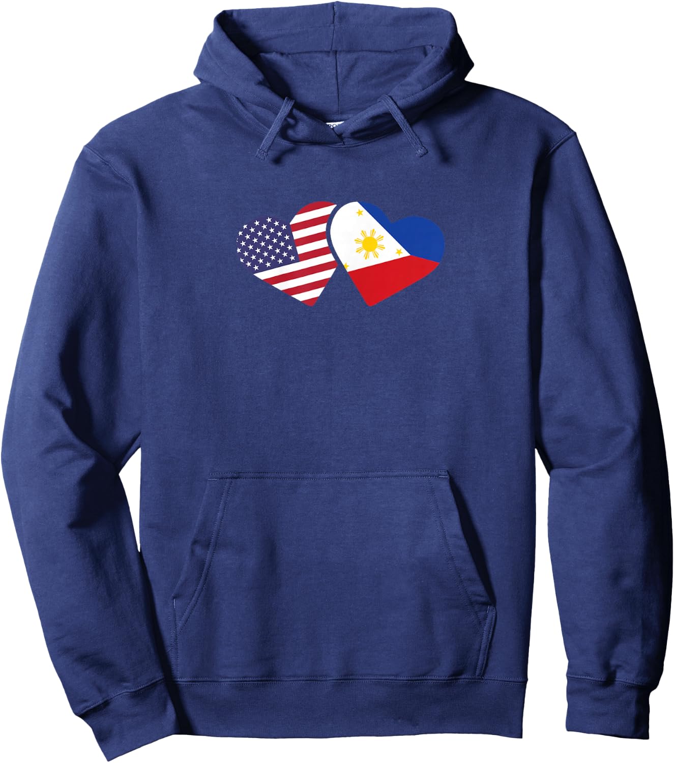 Philippines USA Flag T Shirt Heart Filipino American Love Hoodie - Hoodie | Navy
