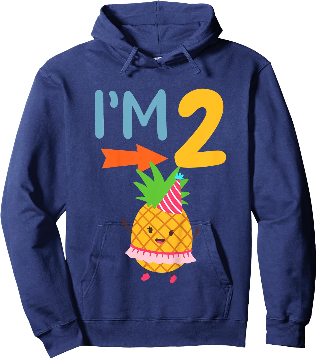 Kids 2nd Birthday Party Pineapple I’m 2 Two Years Old Hoodie - Hoodie | Navy