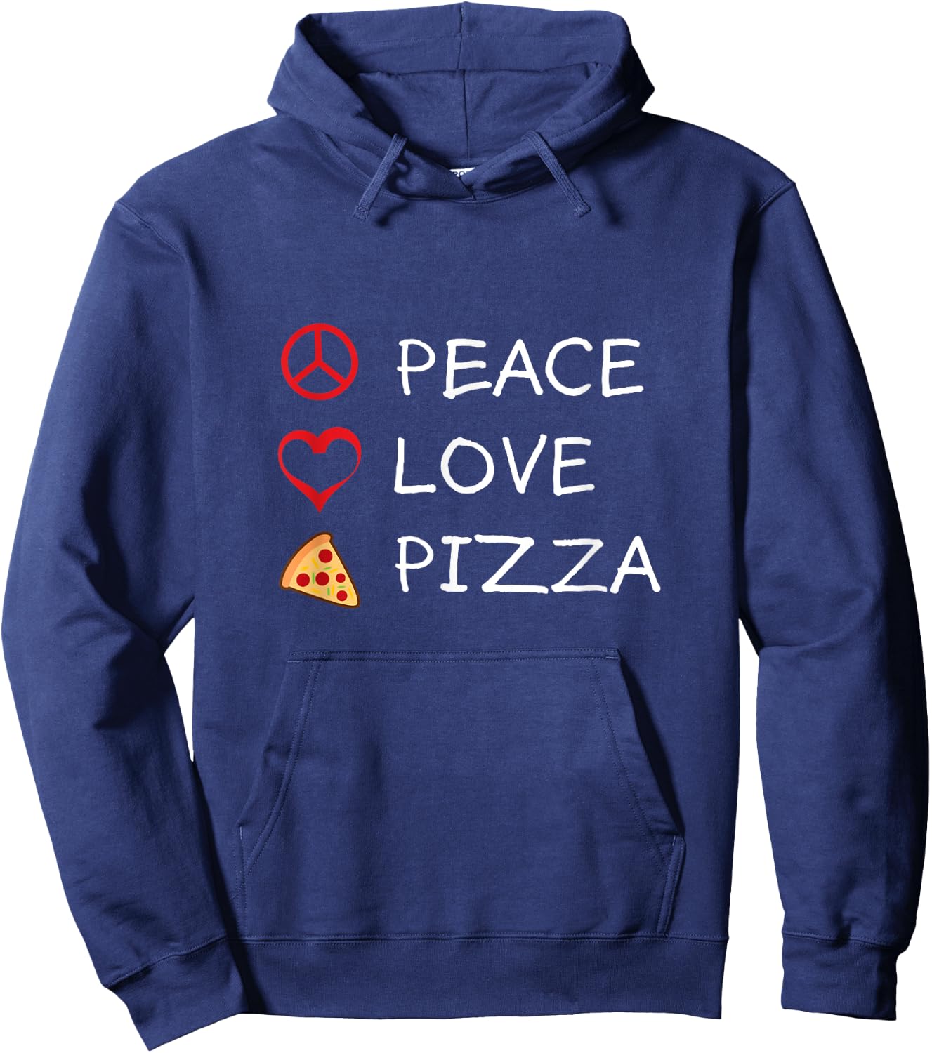 Peace Love Pizza Hippie Italian Foodies Funny Humor Hoodie - Hoodie | Navy