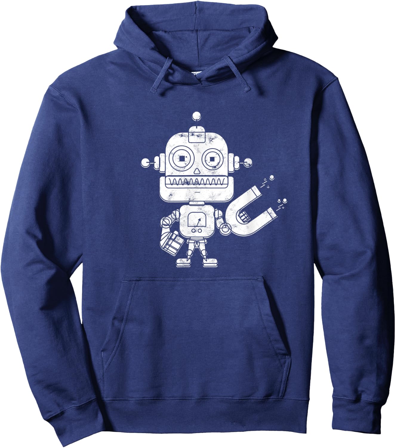 Distressed Retro Robot Dark - Artificial Intelligence Robot Hoodie - Hoodie | Navy