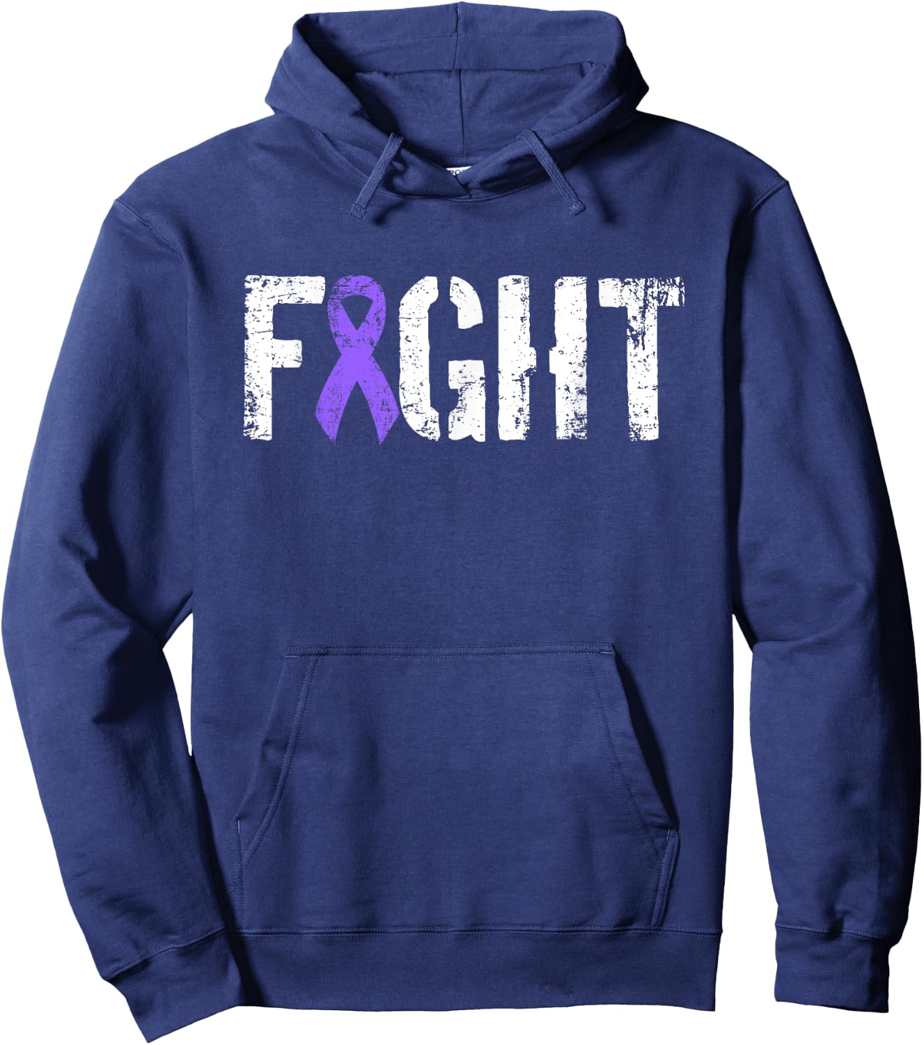Fight Hodgkins Lymphoma Cancer - Military Purple Ribbon Hoodie - Hoodie | Navy
