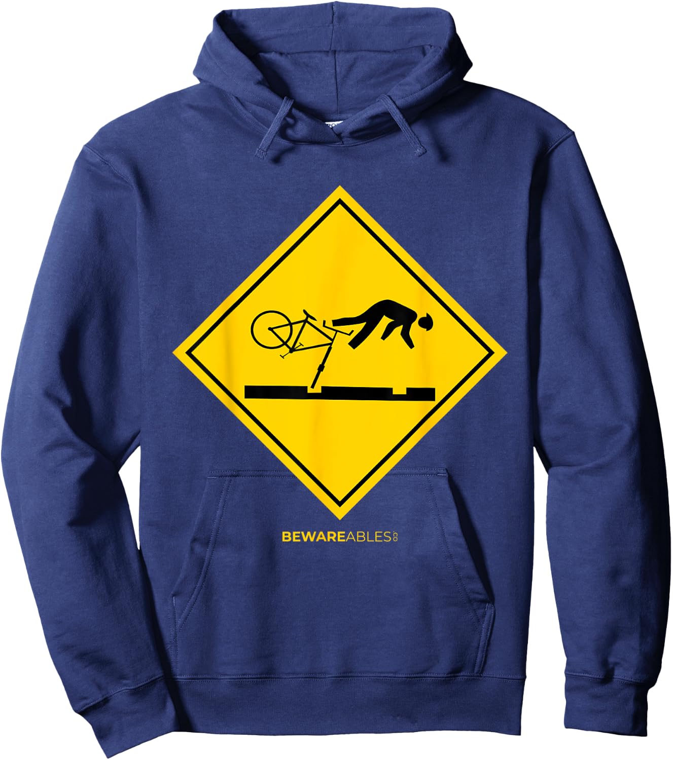 Falling bicyclists ahead caution sign funny cycling bike MTB Hoodie - Hoodie | Navy