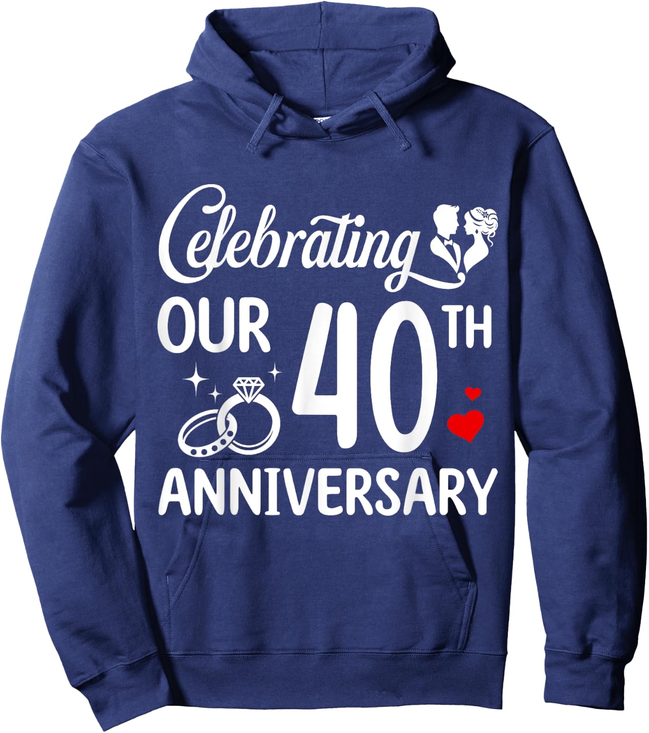 Celebrating Our 40th Wedding Anniversary Marriage 40 Years Hoodie - Hoodie | Navy
