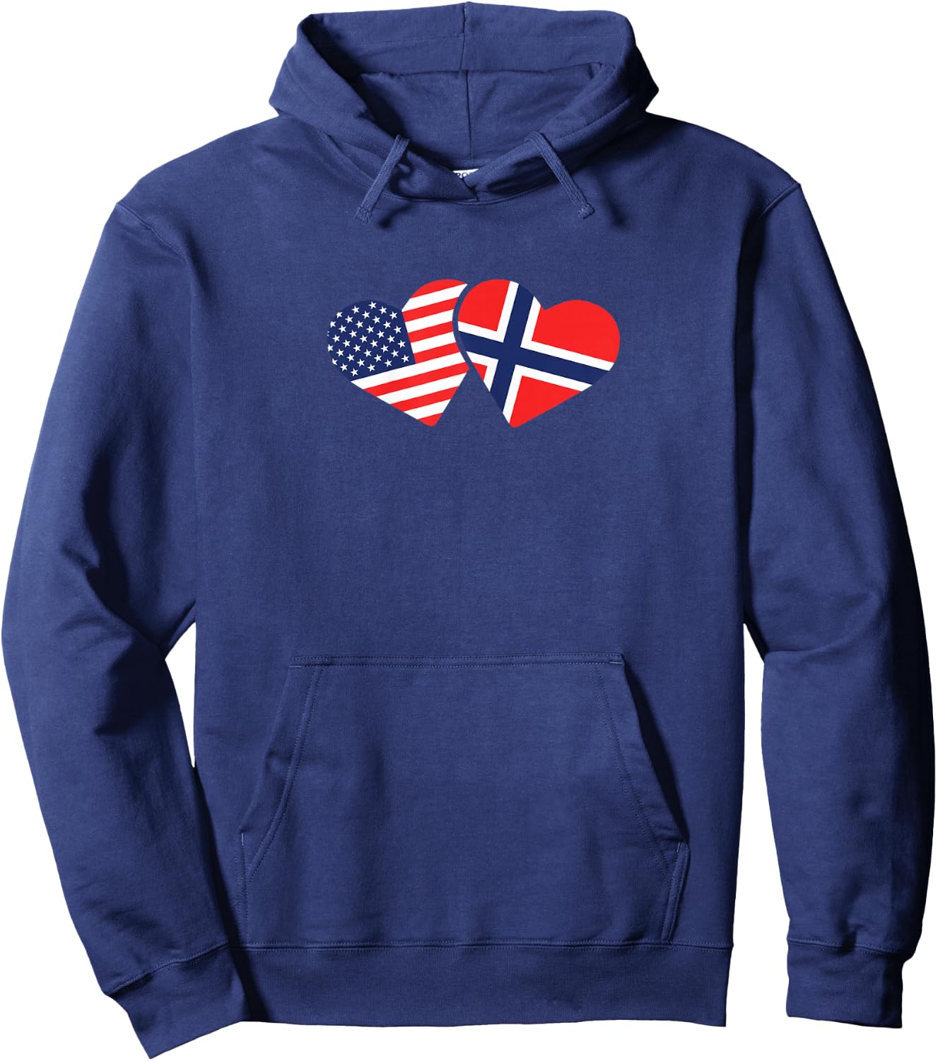 Norway USA Flag T Shirt Heart Norwegian American Love Hoodie - Hoodie | Navy
