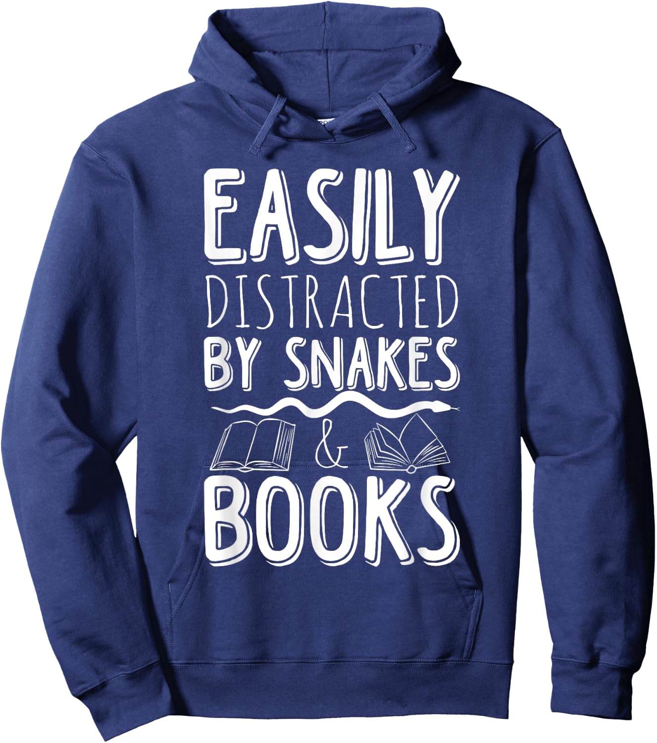 Easily Distracted By Snakes And Books Reading Reader Quote Hoodie - Hoodie | Navy