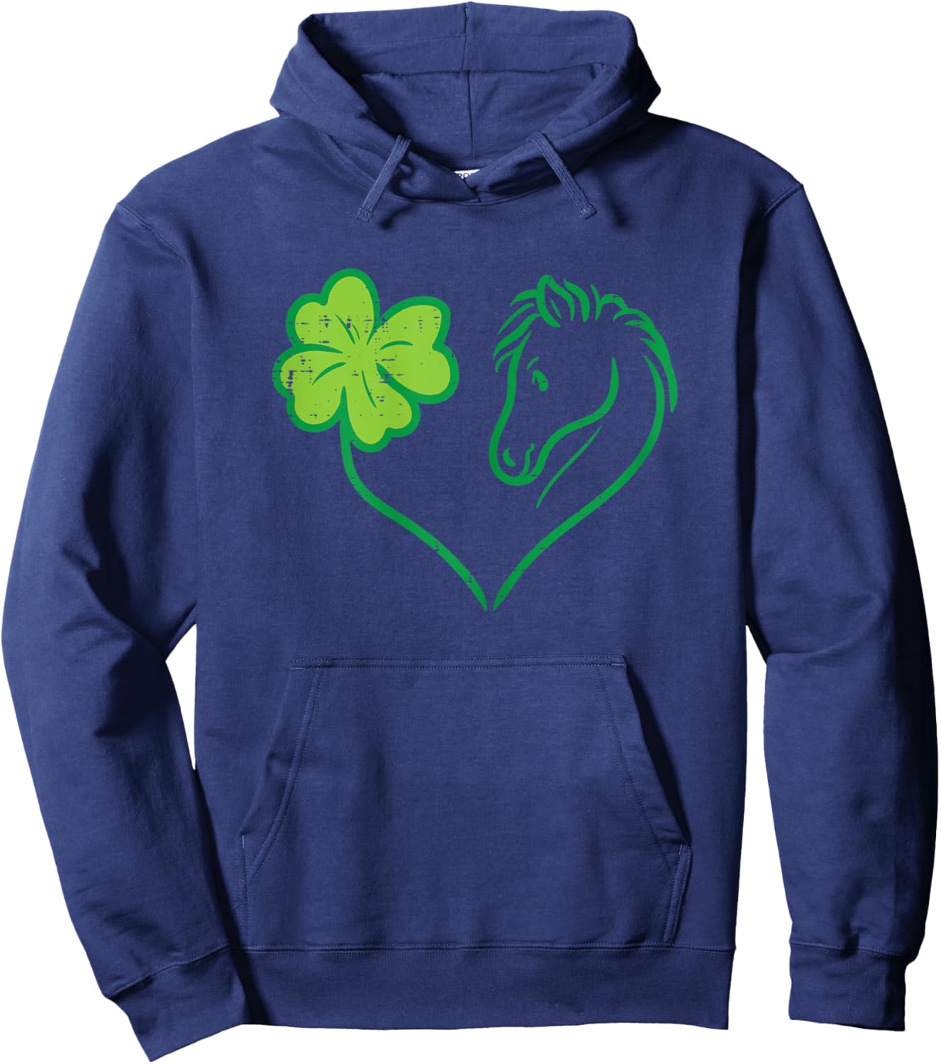 Shamrock Heart Horse Clover St Patricks Day Women Girls Gift Hoodie - Hoodie | Navy