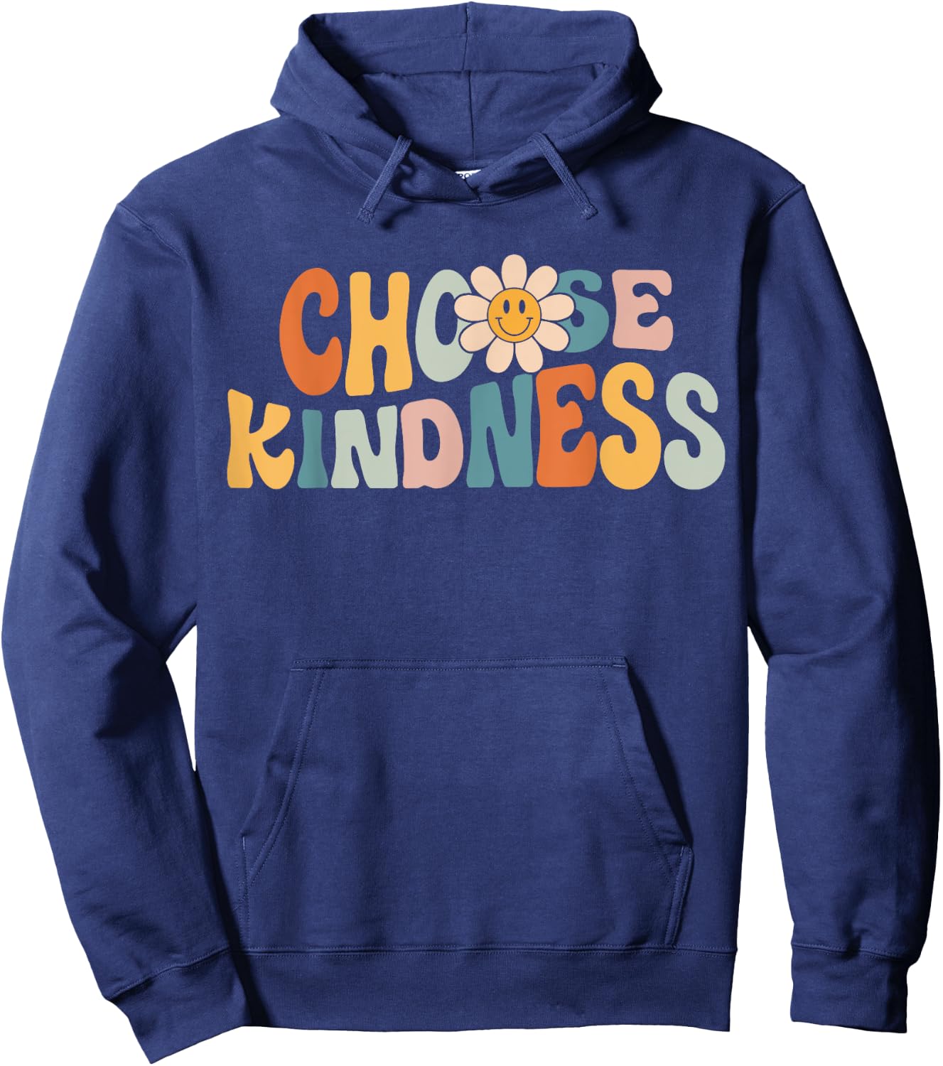 Choose Kindness - Retro Groovy Daisy Be Kind Inspirational Hoodie - Hoodie | Navy