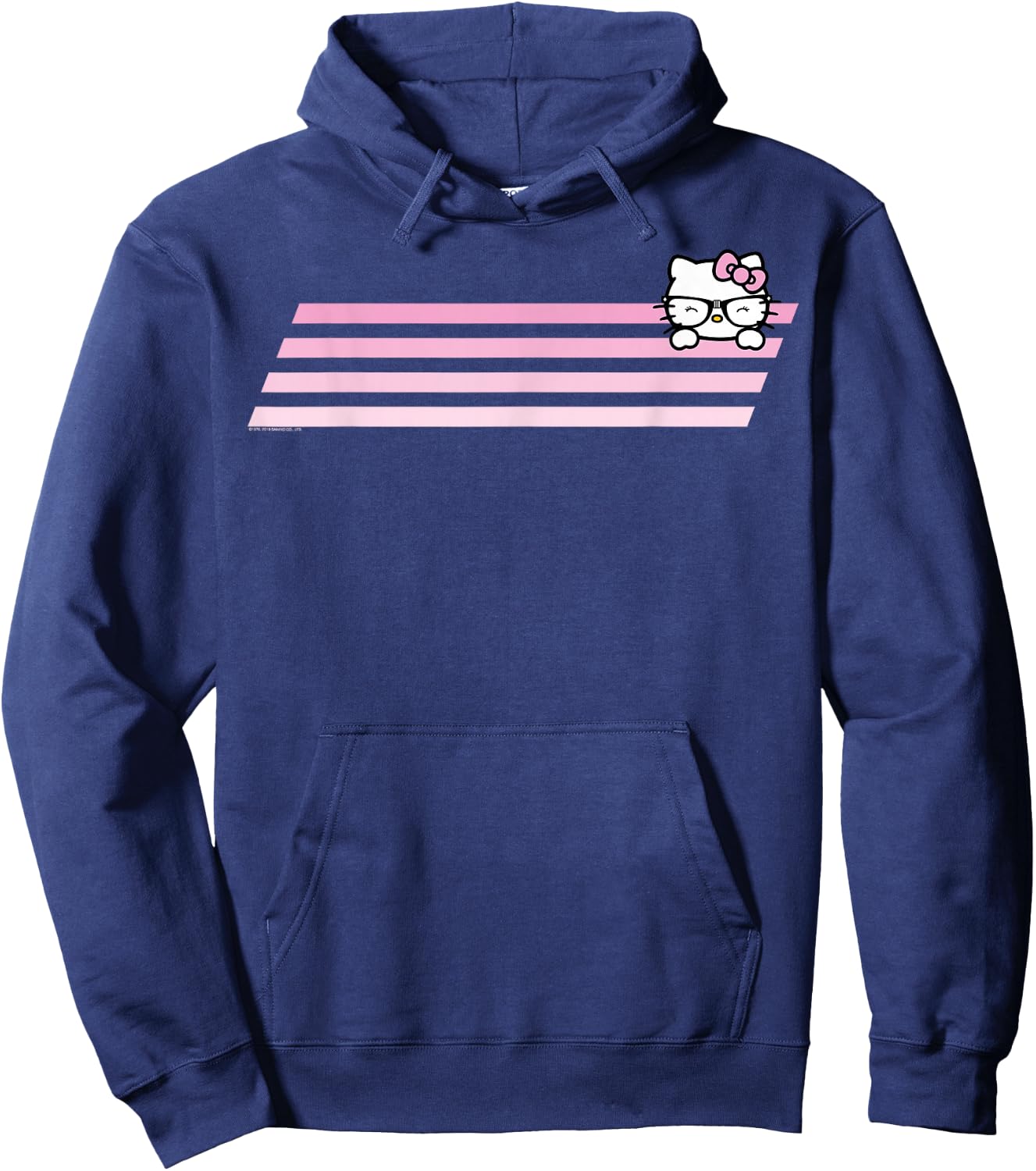 Hello Kitty Nerd Glasses Retro Stripe Shirt Hoodie - Hoodie | Navy