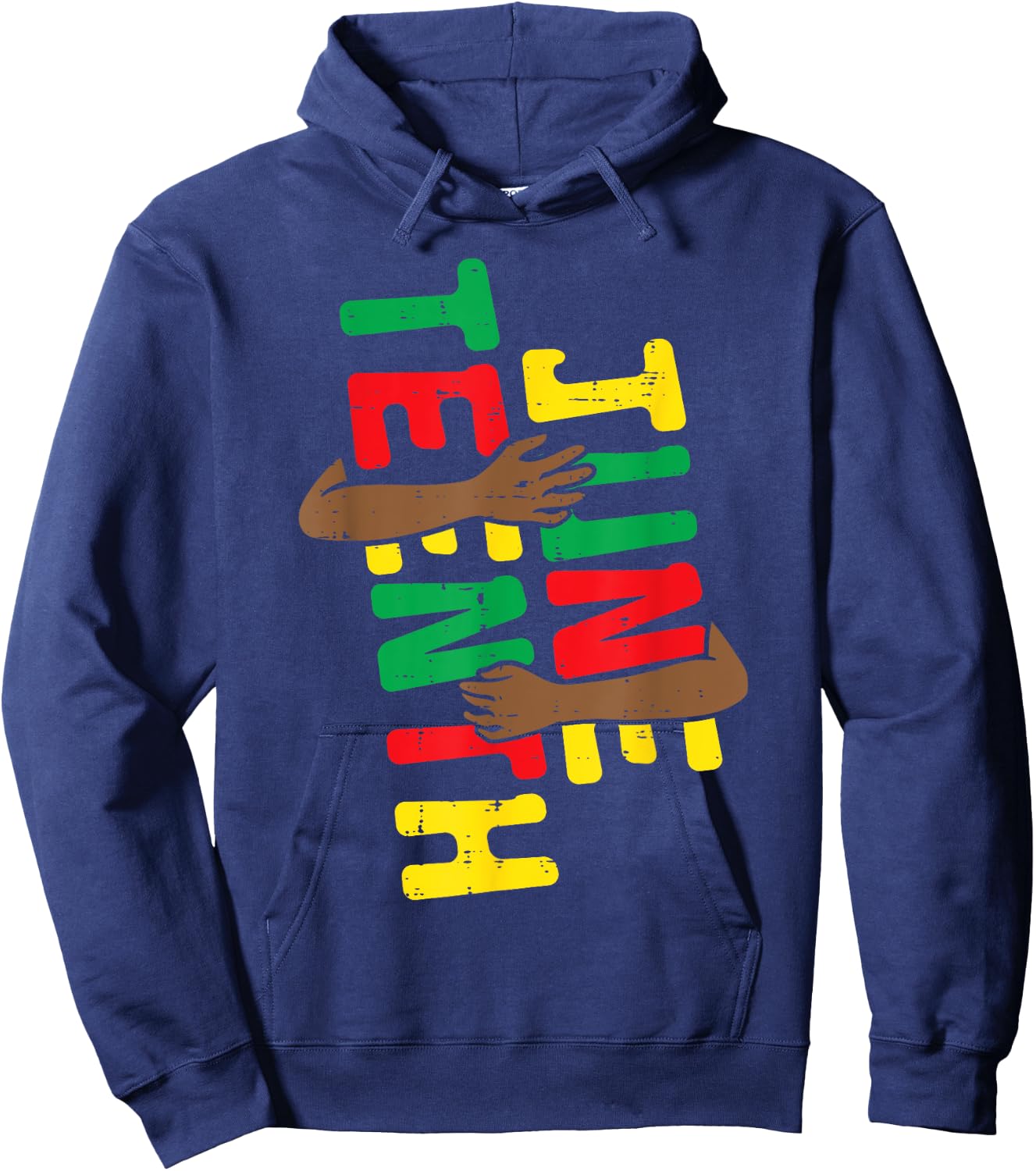 June Teenth Hug Arm Juneteenth June 19th 1865 Men Women Kids Hoodie - Hoodie | Navy
